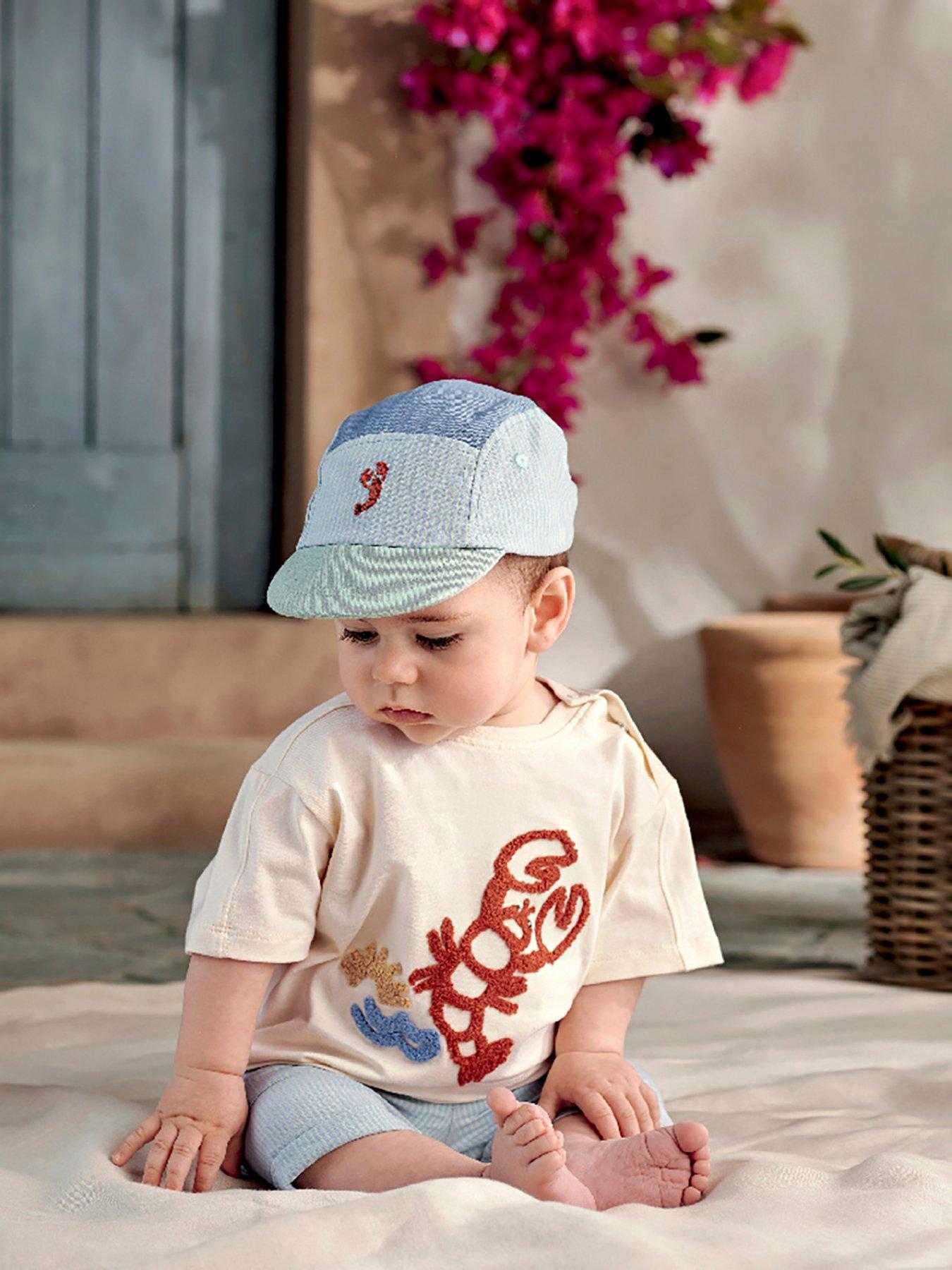 Mamas & Papas Baby Boys 2 Piece Lobster T-shirt & Shorts Outfit Set - Blue