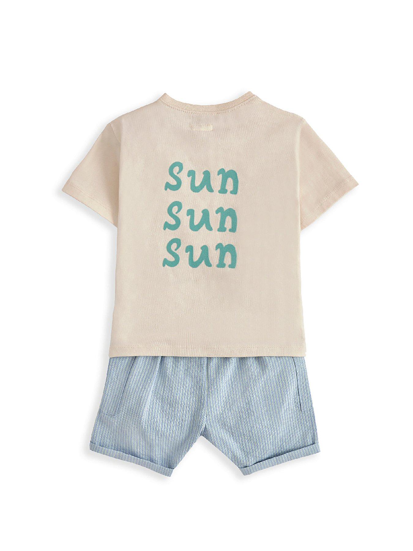 Image 5 of 7 of Mamas & Papas Baby Boys 2 Piece Lobster T-shirt & Shorts Outfit Set - Blue