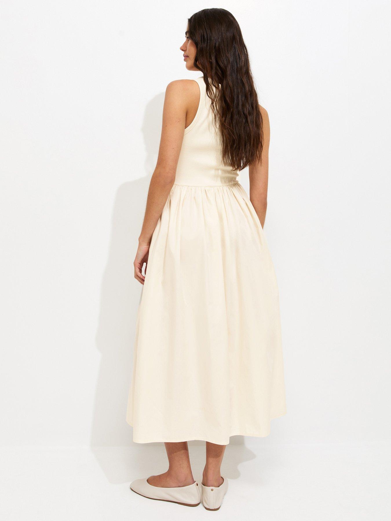 New Look 2-In-1 Poplin Midi Dress - Off-White | Very