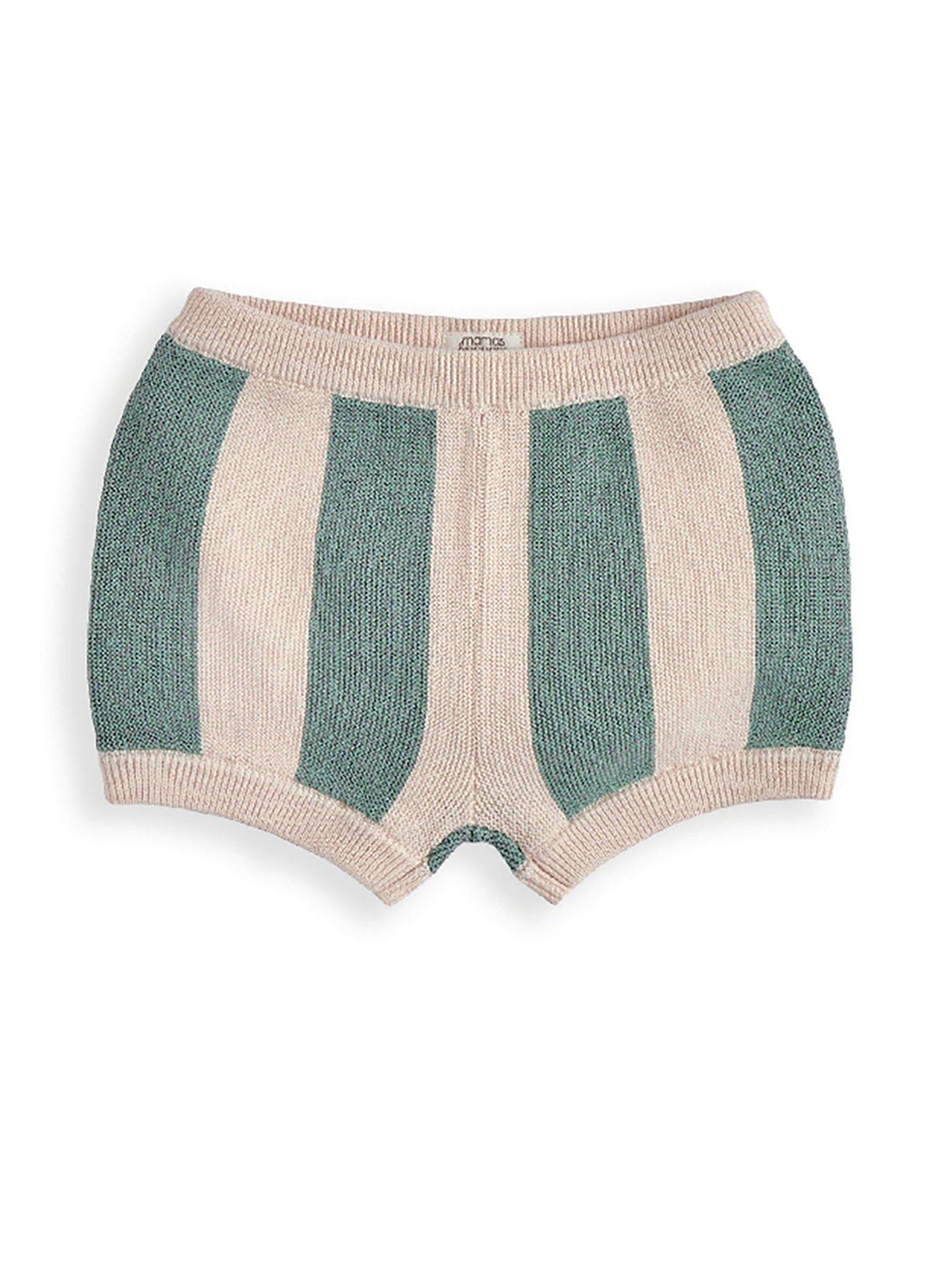 Image 5 of 5 of Mamas & Papas Baby Boys 2 Piece Stripe Knitted Short Sleeve Top & Shorts Set - Green