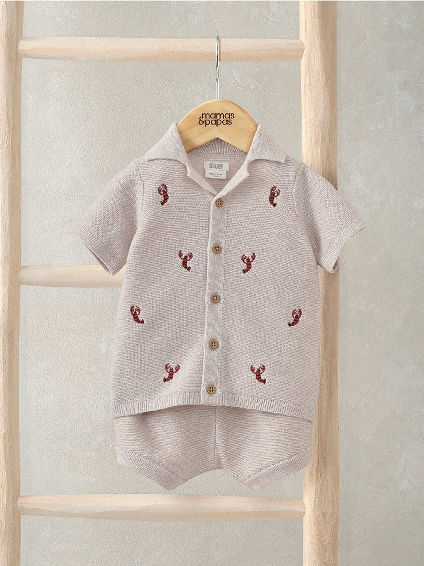 Mamas & Papas Baby Boys Knitted Lobster Shirt & Shorts - Beige