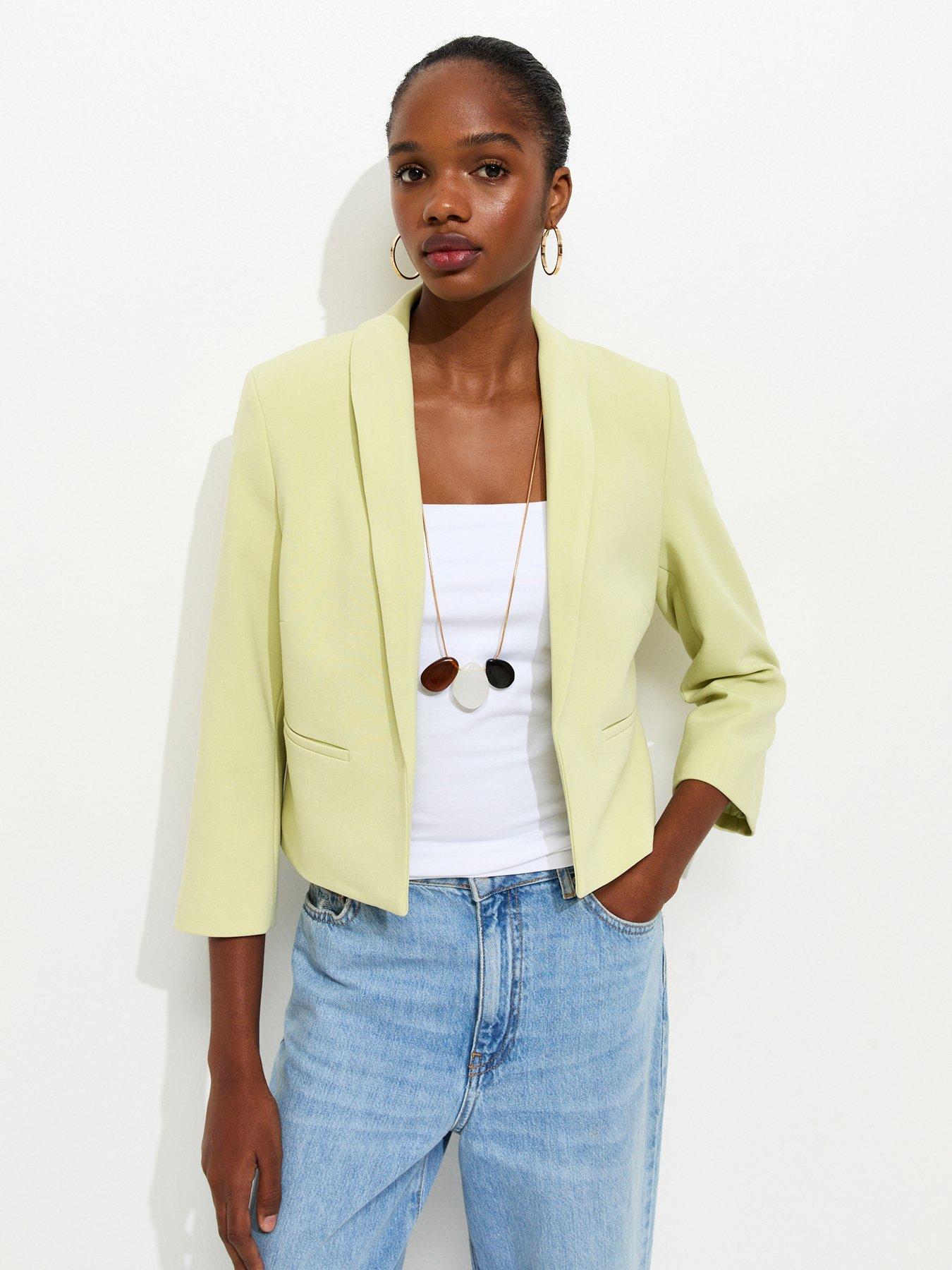 Image 1 of 5 of New Look Cropped Blazer - Light Green