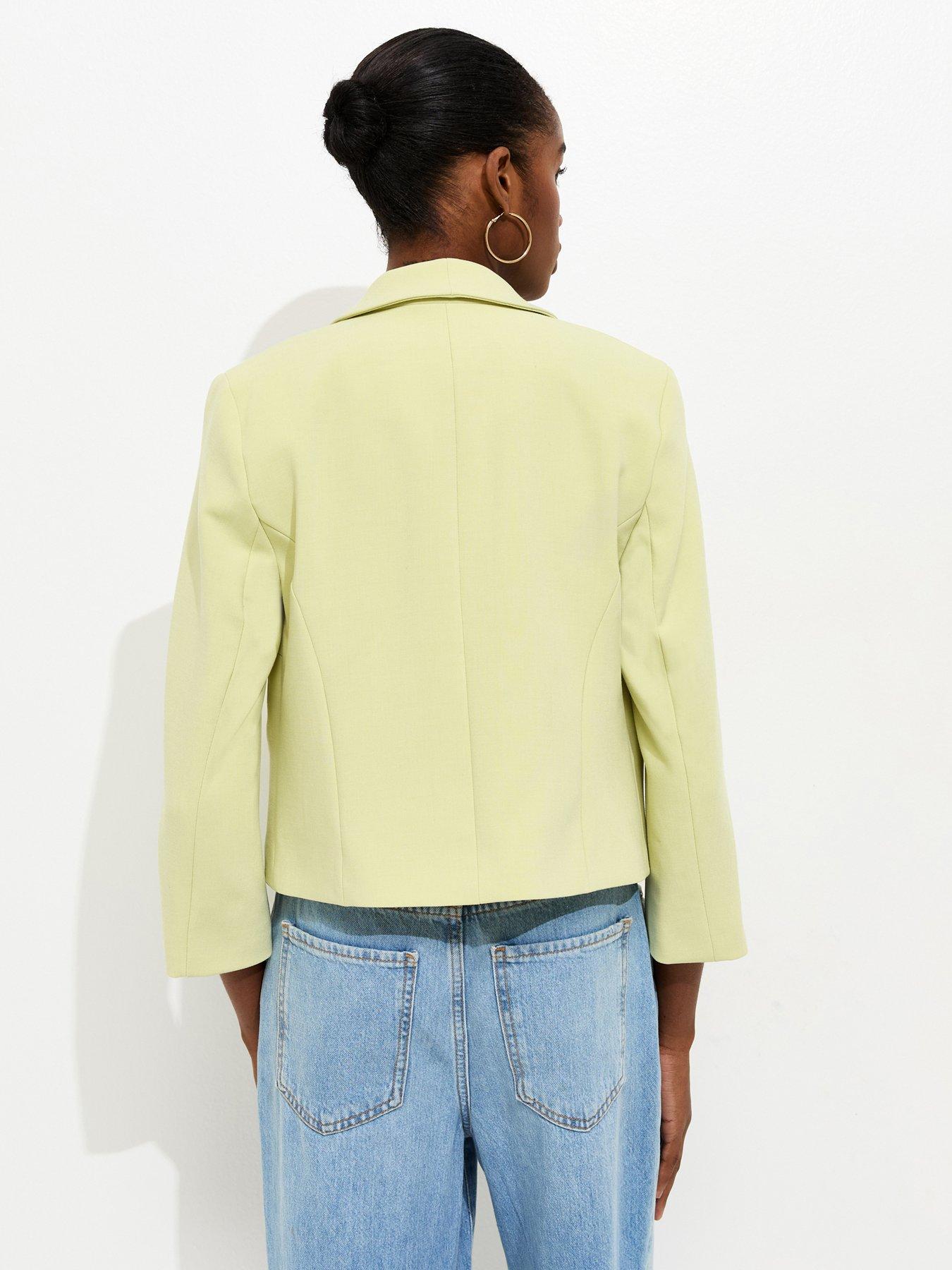 Image 2 of 5 of New Look Cropped Blazer - Light Green