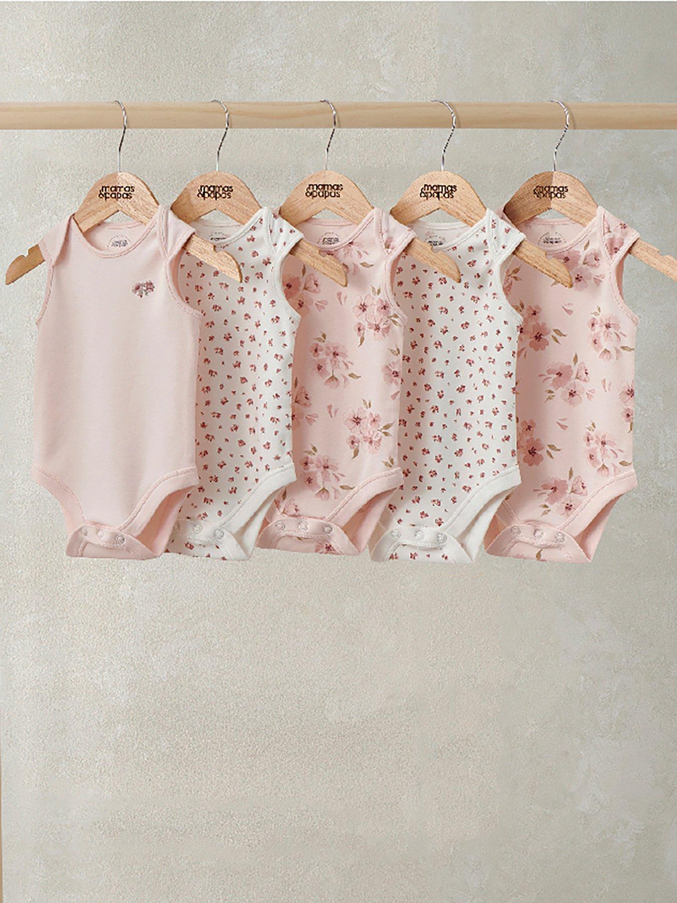 Mamas & Papas Baby Girls 5 Pack Watercolour Bodysuits, Multi, Size 3-6 Months