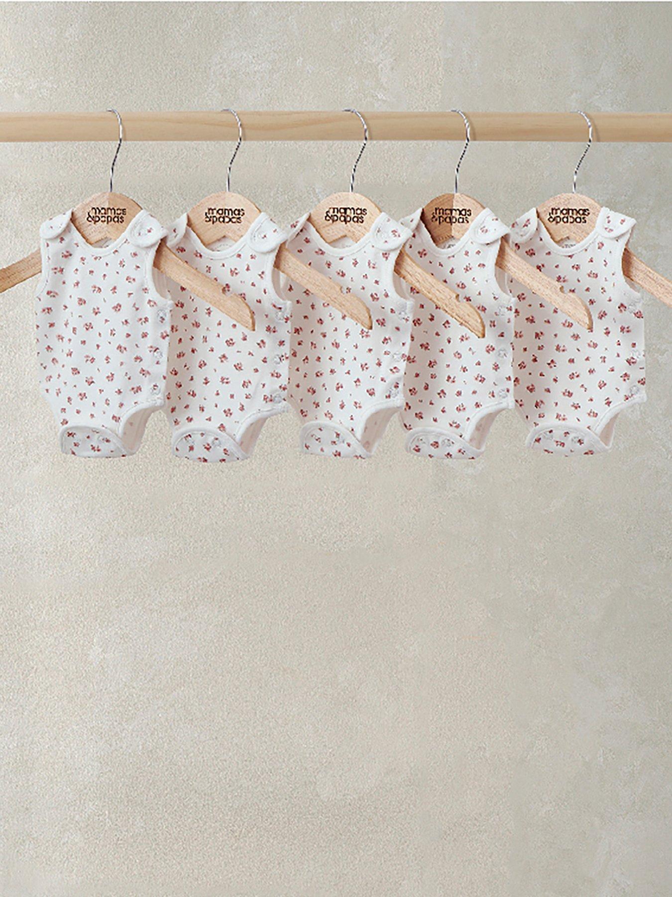 Image 1 of 2 of Mamas & Papas Baby Girls 5 Pack Rose Print Premature Bodysuits - Pink