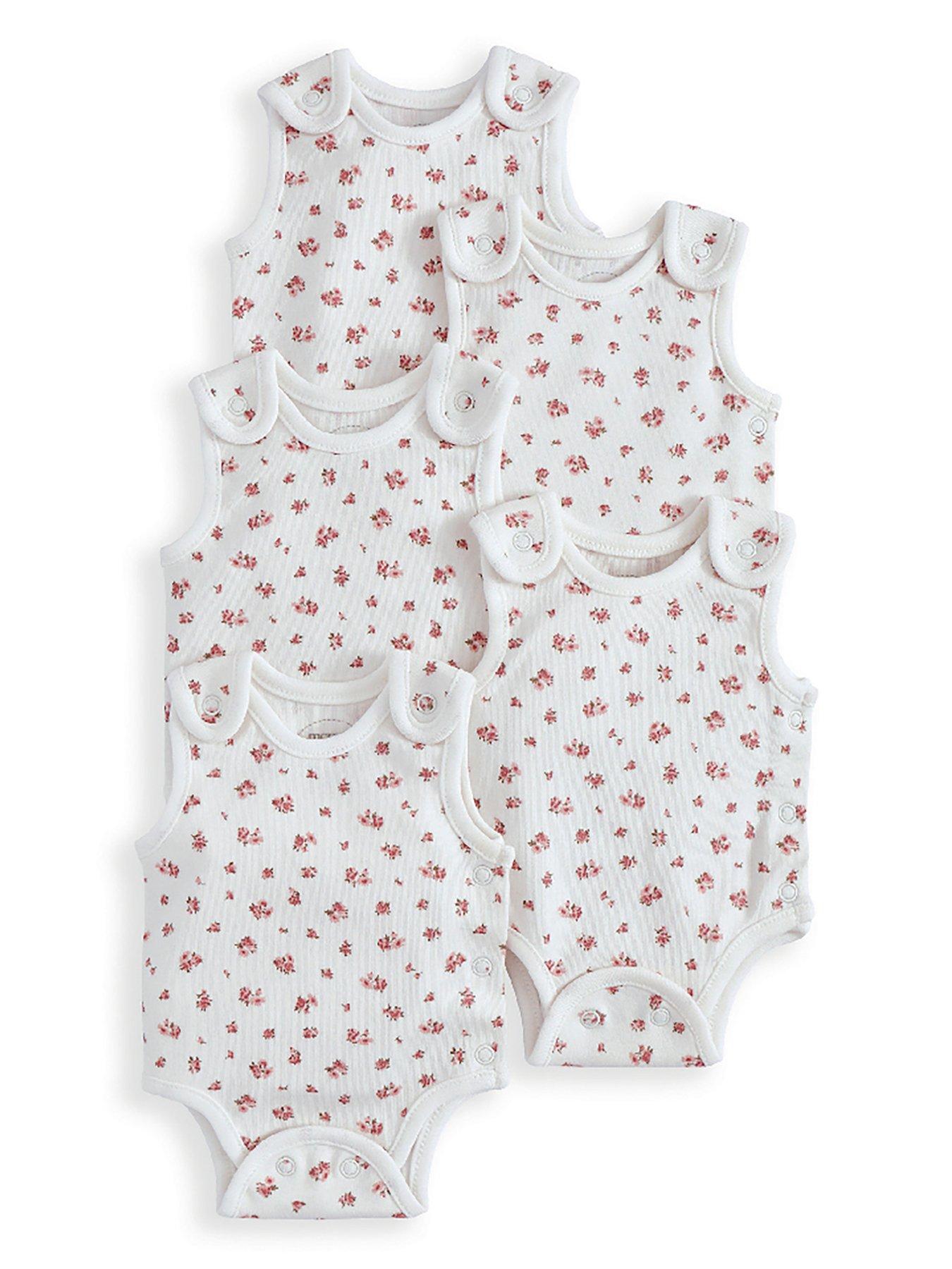 Image 2 of 2 of Mamas & Papas Baby Girls 5 Pack Rose Print Premature Bodysuits - Pink