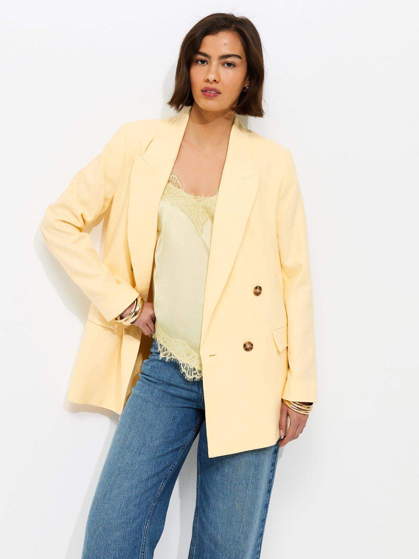 New Look Linen Blend Blazer  - Yellow