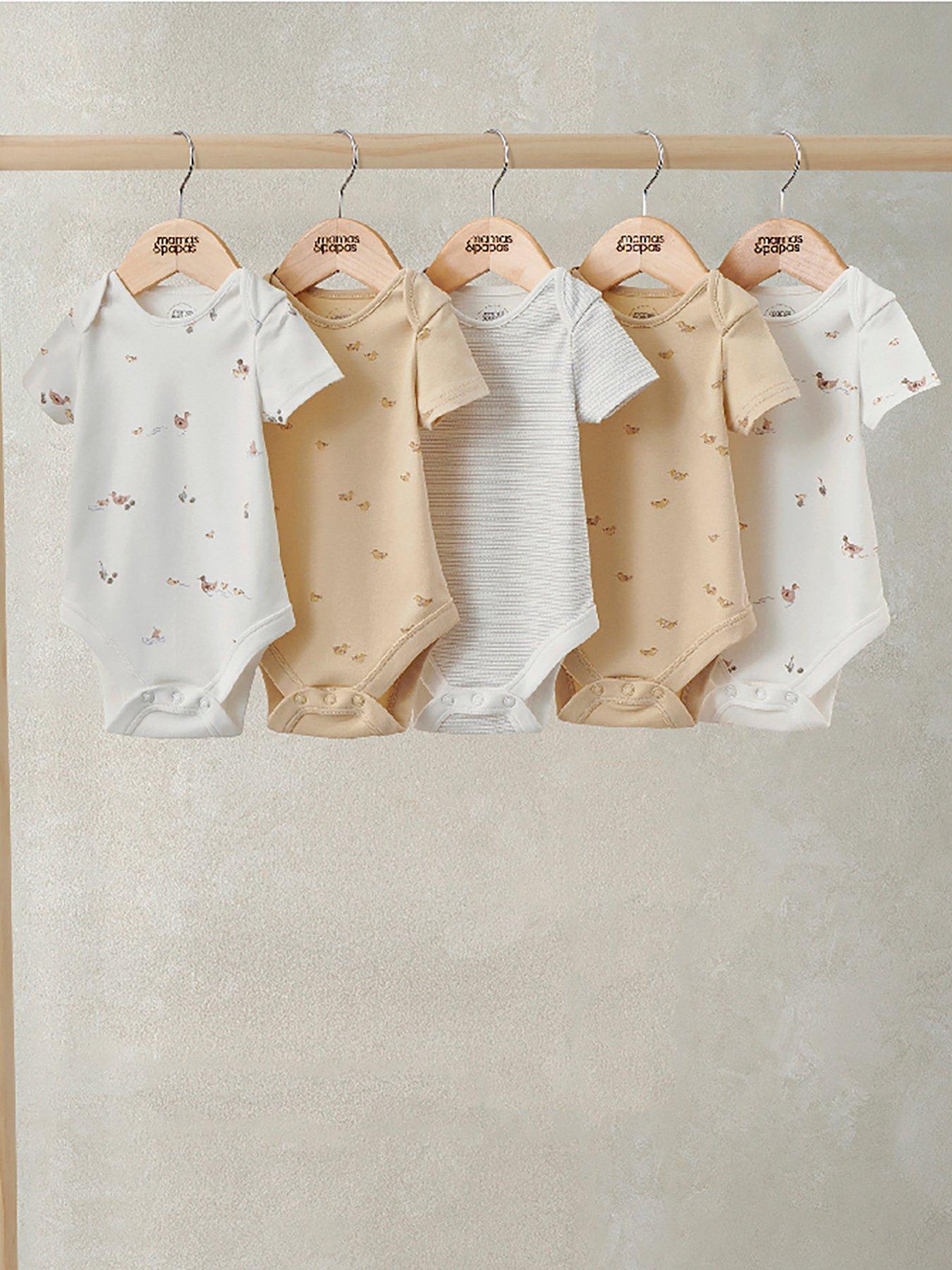 Mamas & Papas Baby Unisex 5 Pack Duckling Bodysuits, Multi, Size Age: Newborn