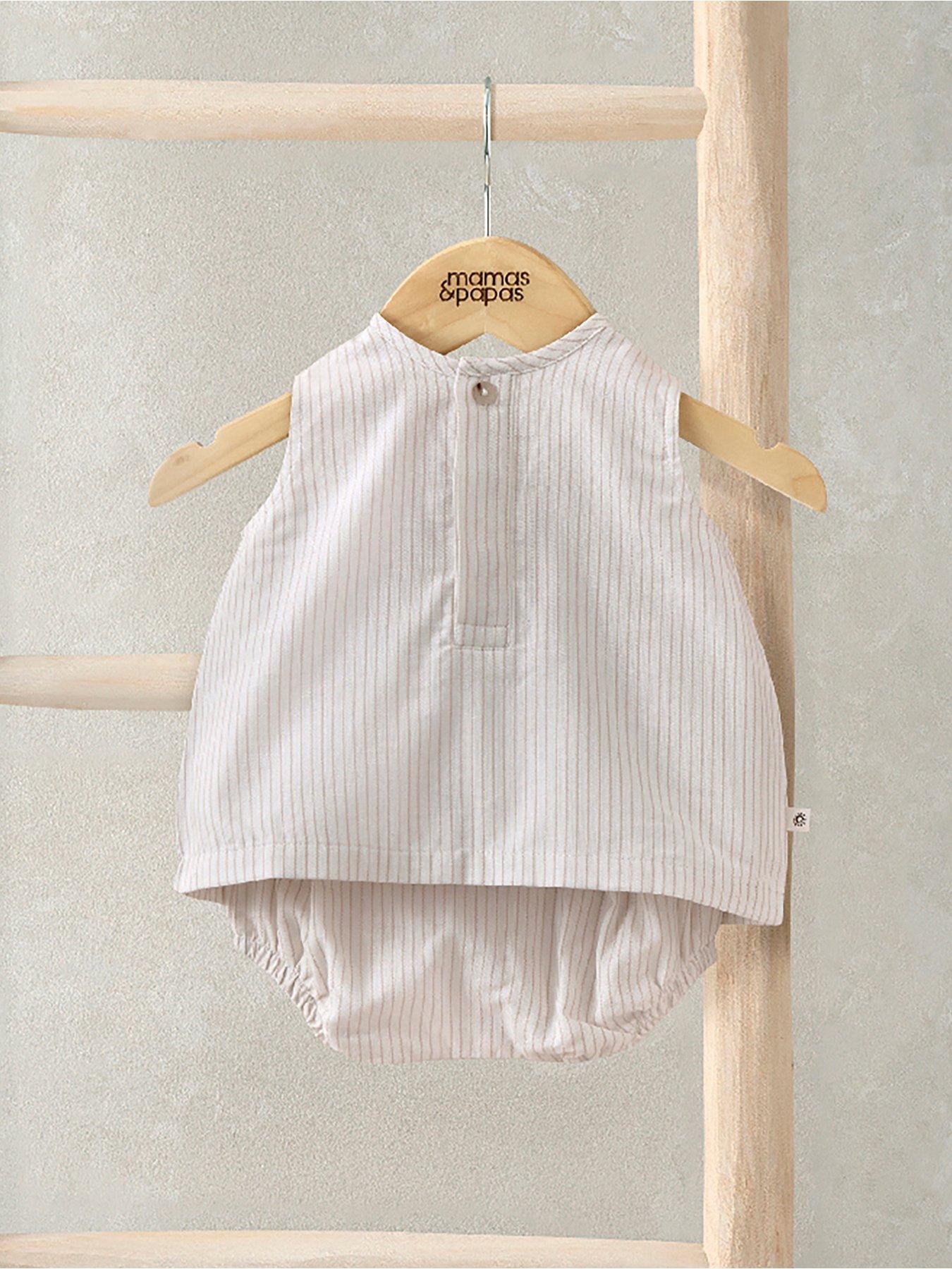 Mamas & Papas: Baby Unisex 2 Piece Stripe Sleeveless Top & Linen Shorts Set - Cream