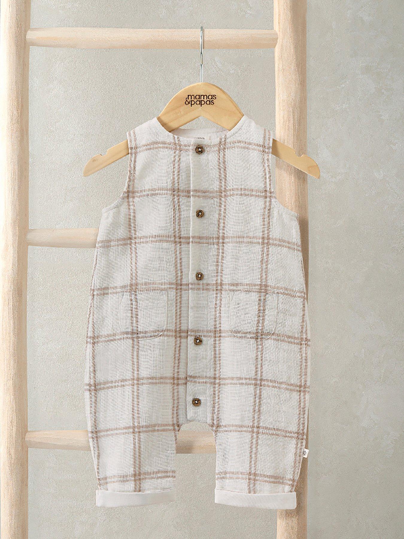 Mamas & Papas Baby Unisex Sleeveless Check Romper - Brown
