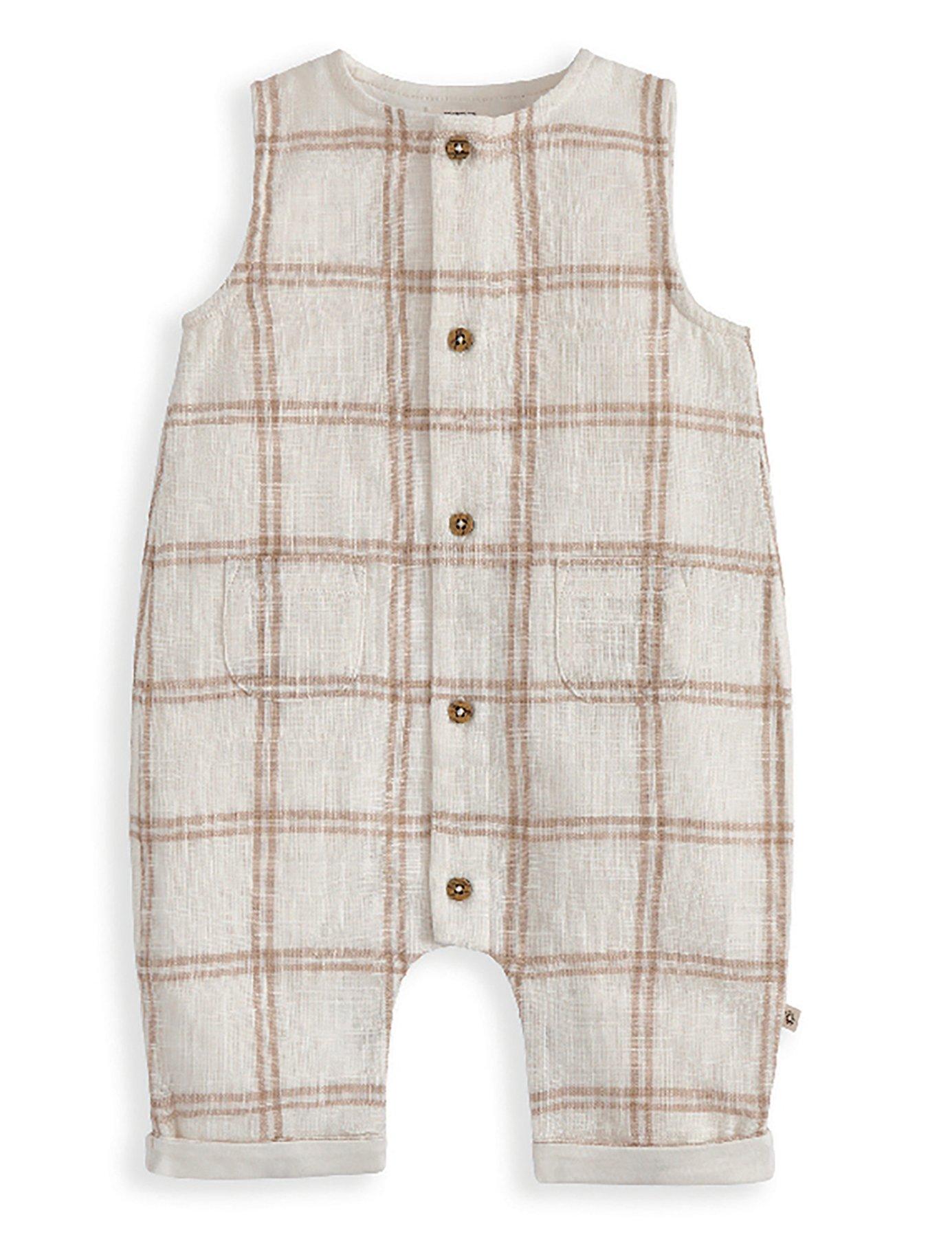 Image 2 of 2 of Mamas & Papas Baby Unisex Sleeveless Check Romper - Brown