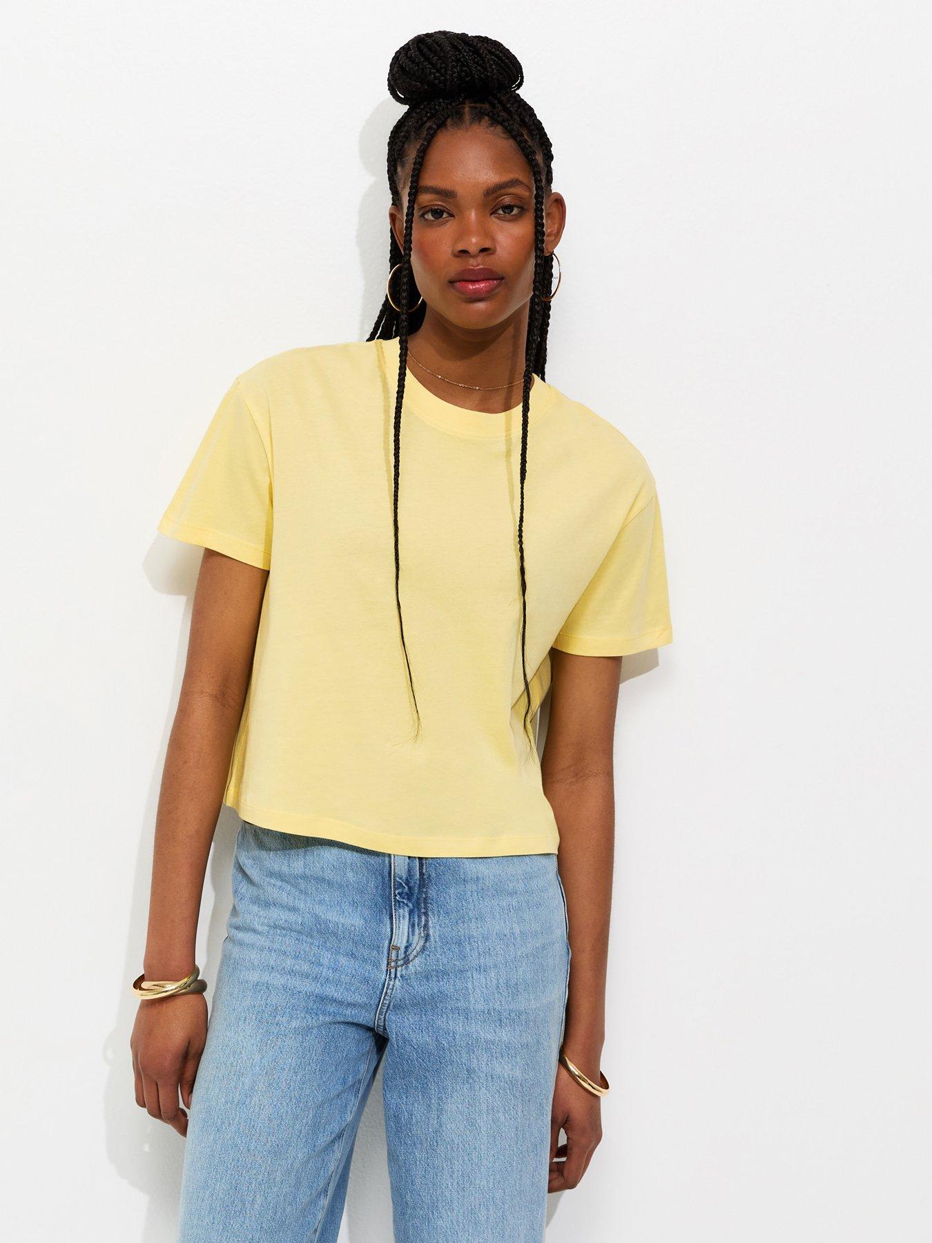 Image 1 of 5 of New Look Cotton Boxy Fit T-Shirt - Light Yellow