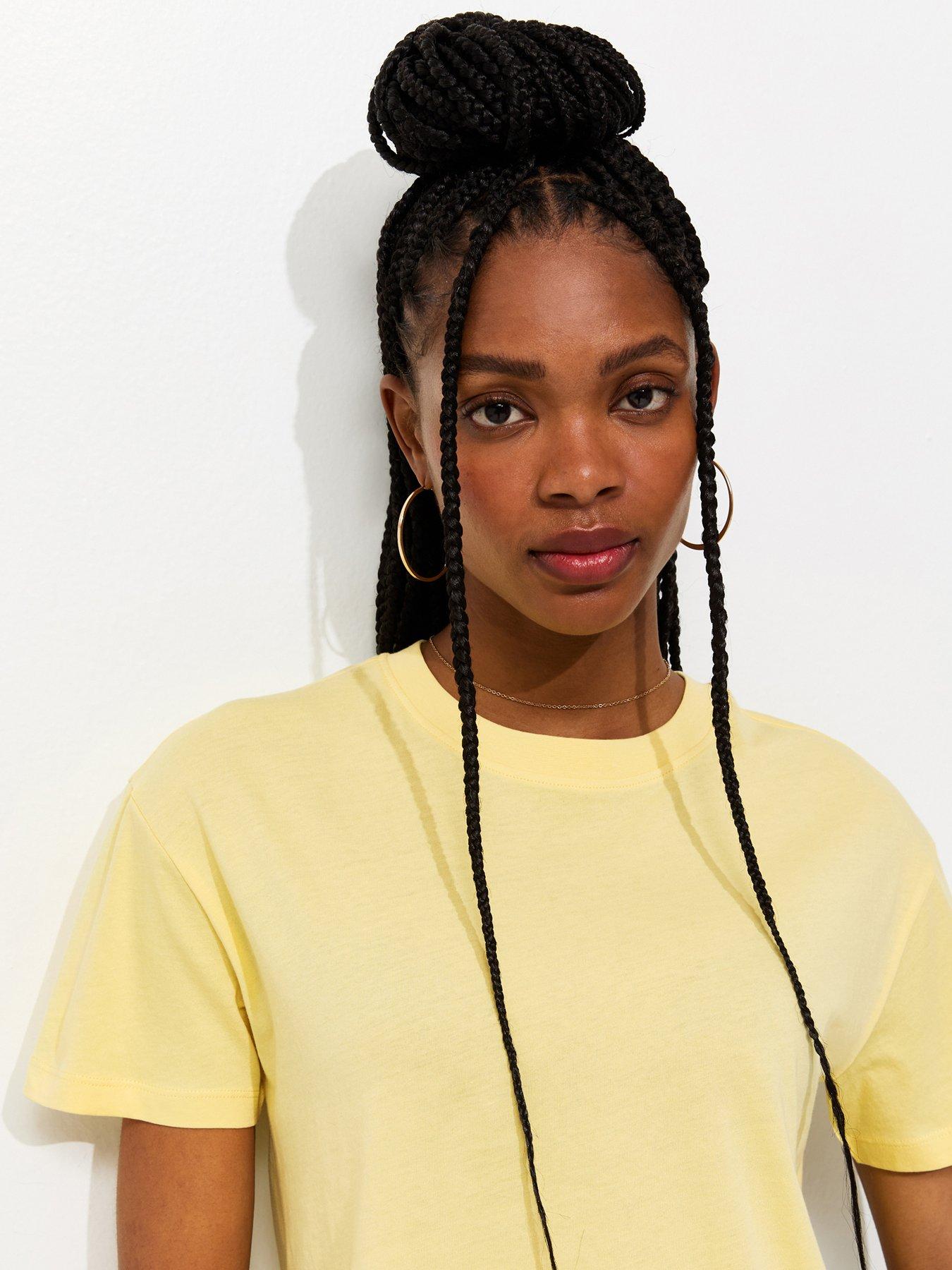 Image 4 of 5 of New Look Cotton Boxy Fit T-Shirt - Light Yellow