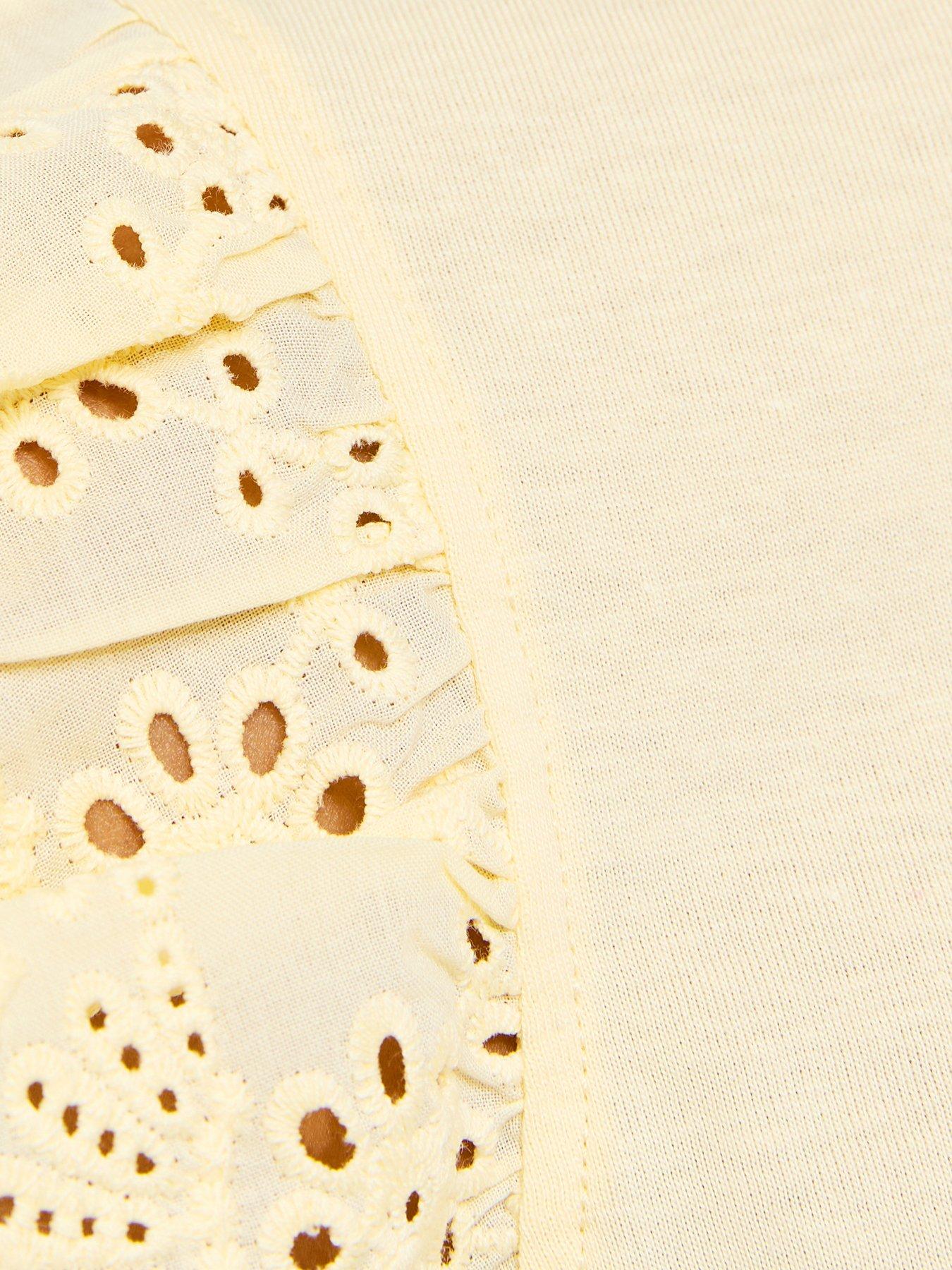 Image 5 of 5 of New Look Broderie Frill Sleeve Top - Light Yellow