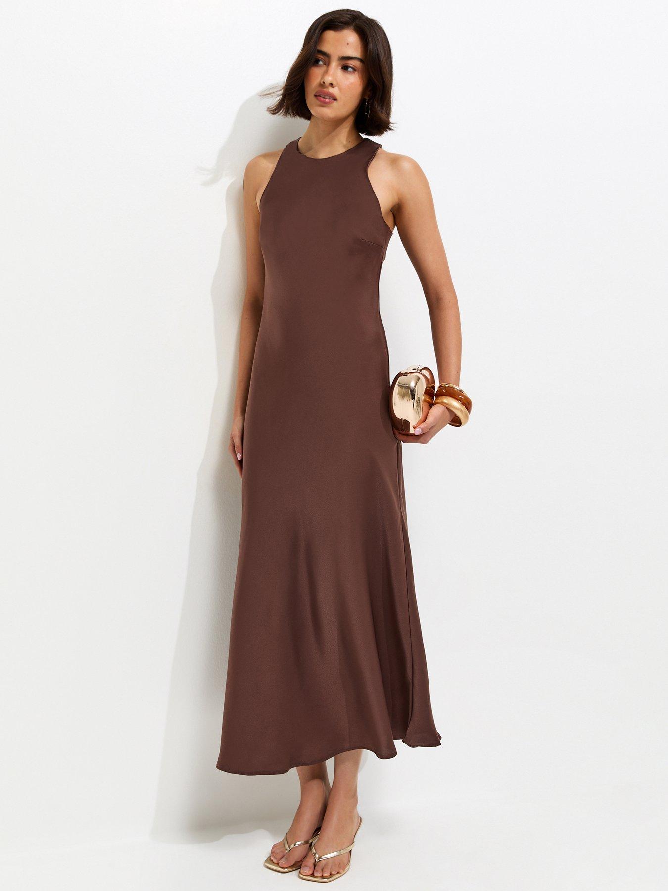 New Look Dark Burgundy Lace Corset Midi Dress | Very