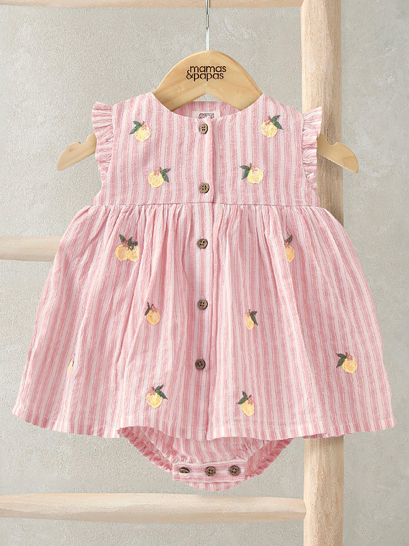 Mamas & Papas Baby Girls Lemon Embroidered Dress - Pink