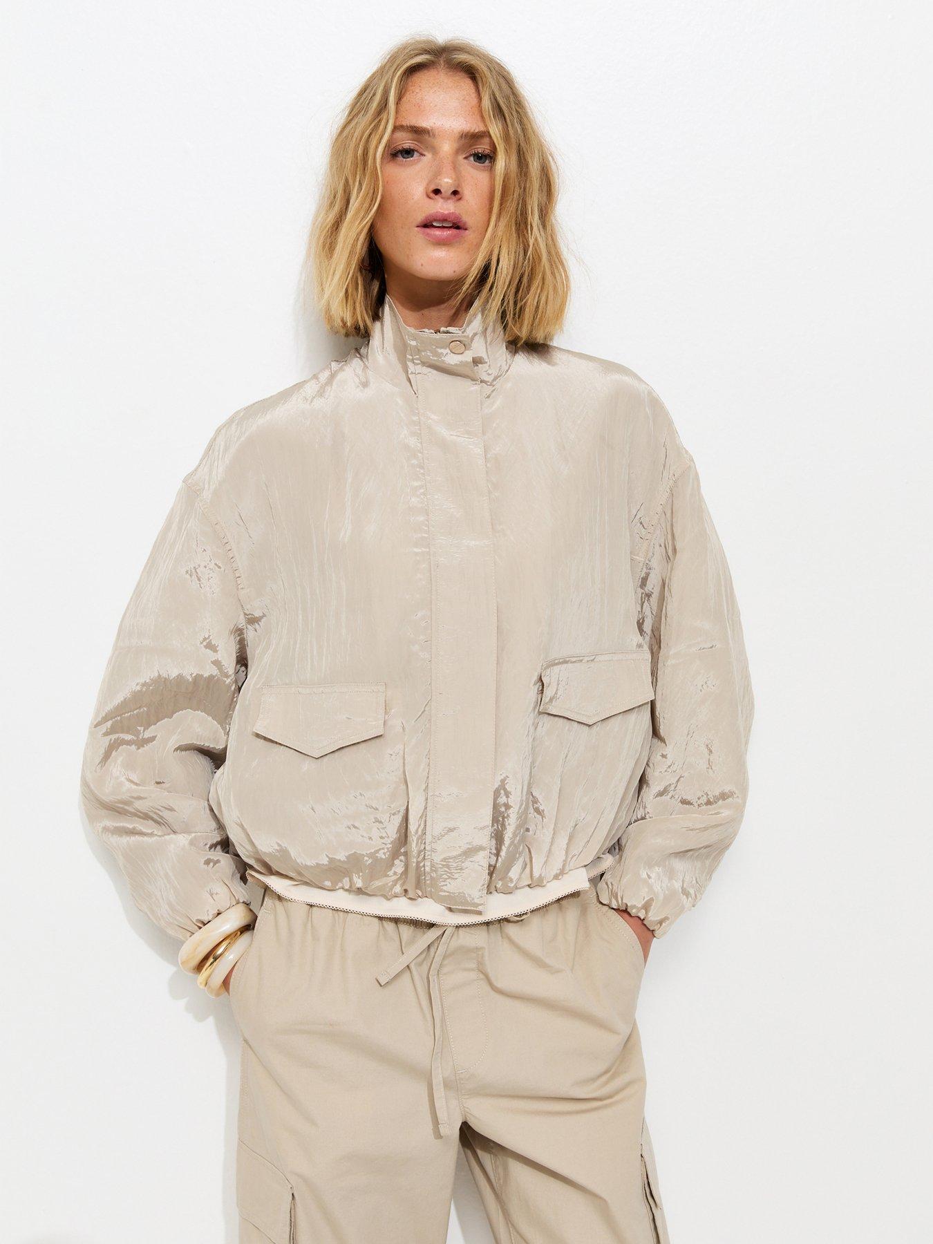 New Look Cream Pocket Detail Bubble Hem Jacket