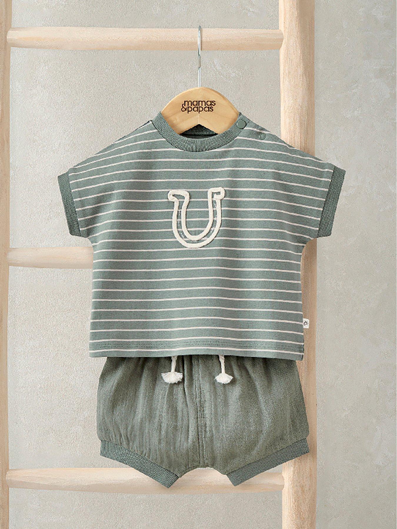 Mamas & Papas Baby Boys Horseshoe Tshirt & Shorts Set - Green