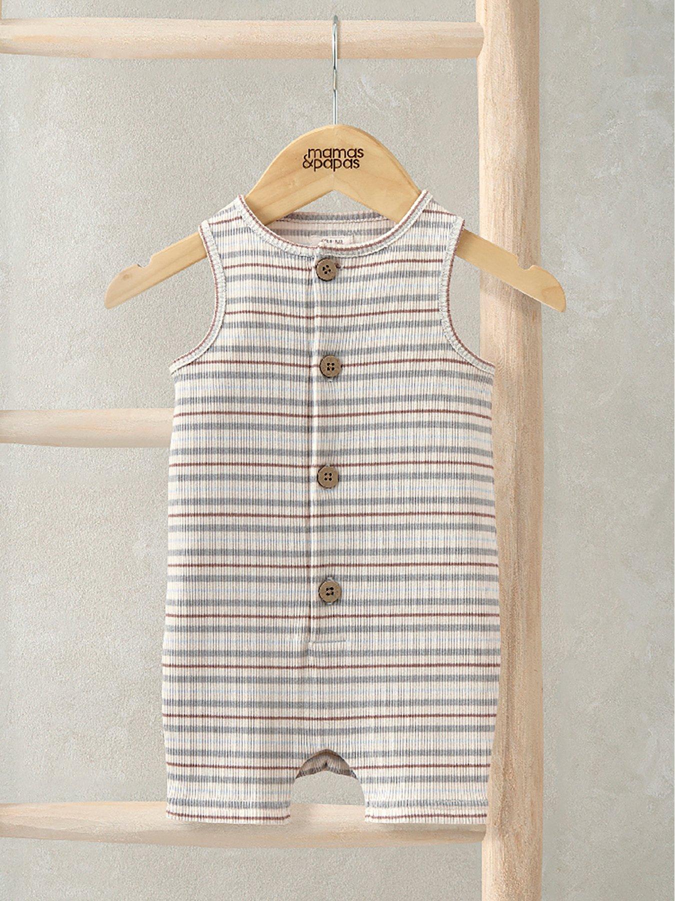 Mamas & Papas Baby Boys Ribbed Stripe Shortie Romper - Multi