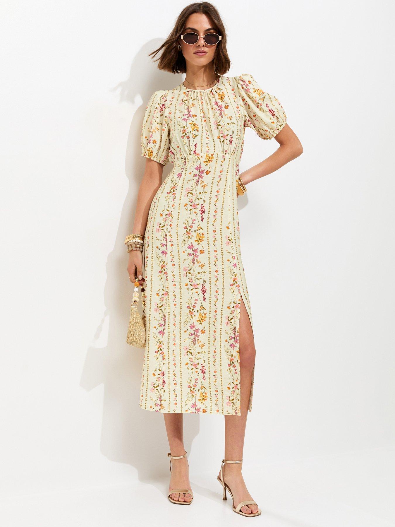 Image 1 of 5 of New Look Ditsy Carol Midi - Cream