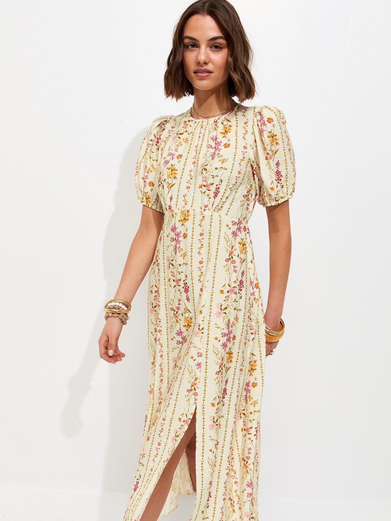 Image 3 of 5 of New Look Ditsy Carol Midi - Cream