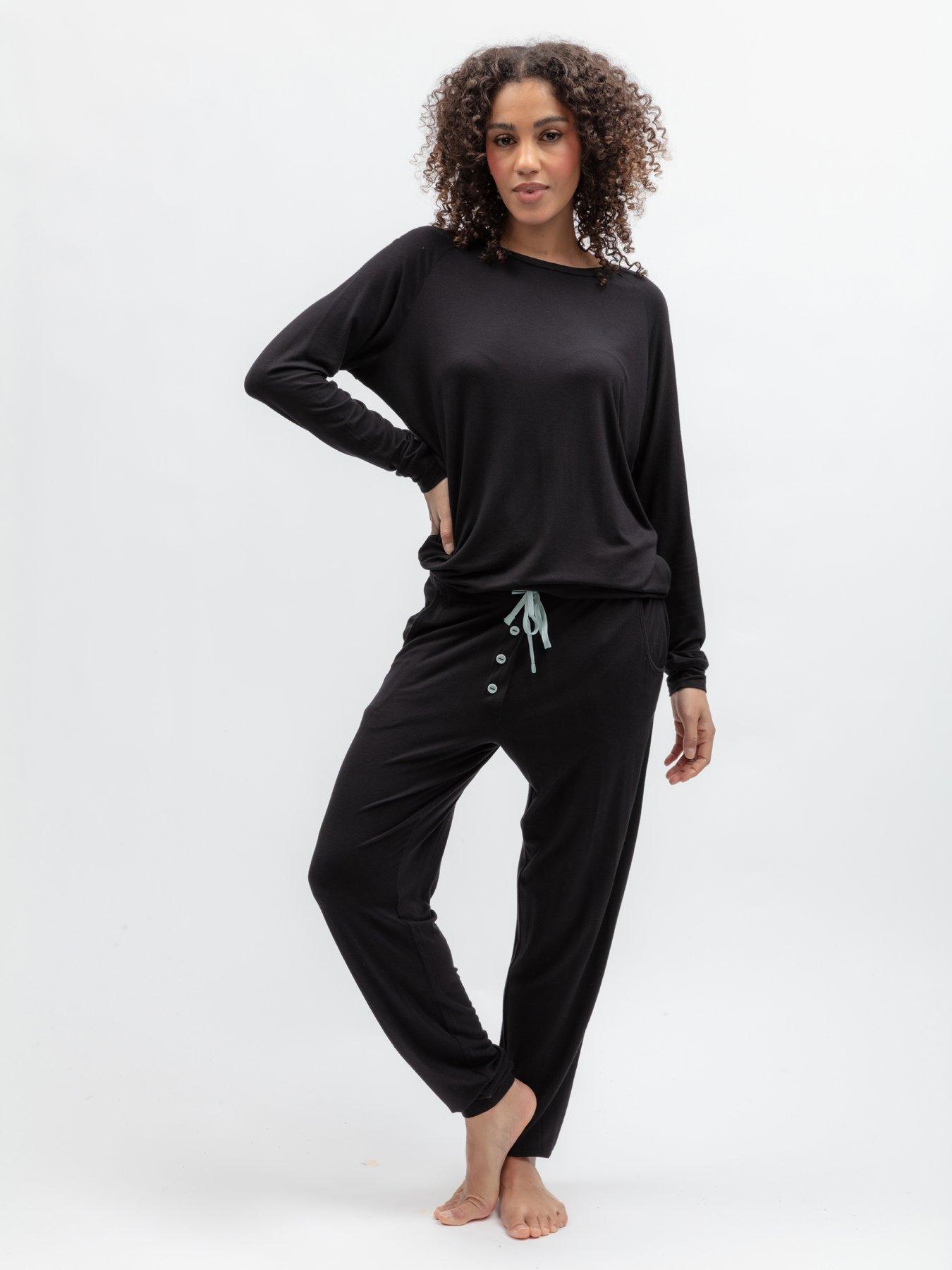 Cyberjammies Grace Black Slouch Jersey L/Slv Pyjama Top & Bottom Set