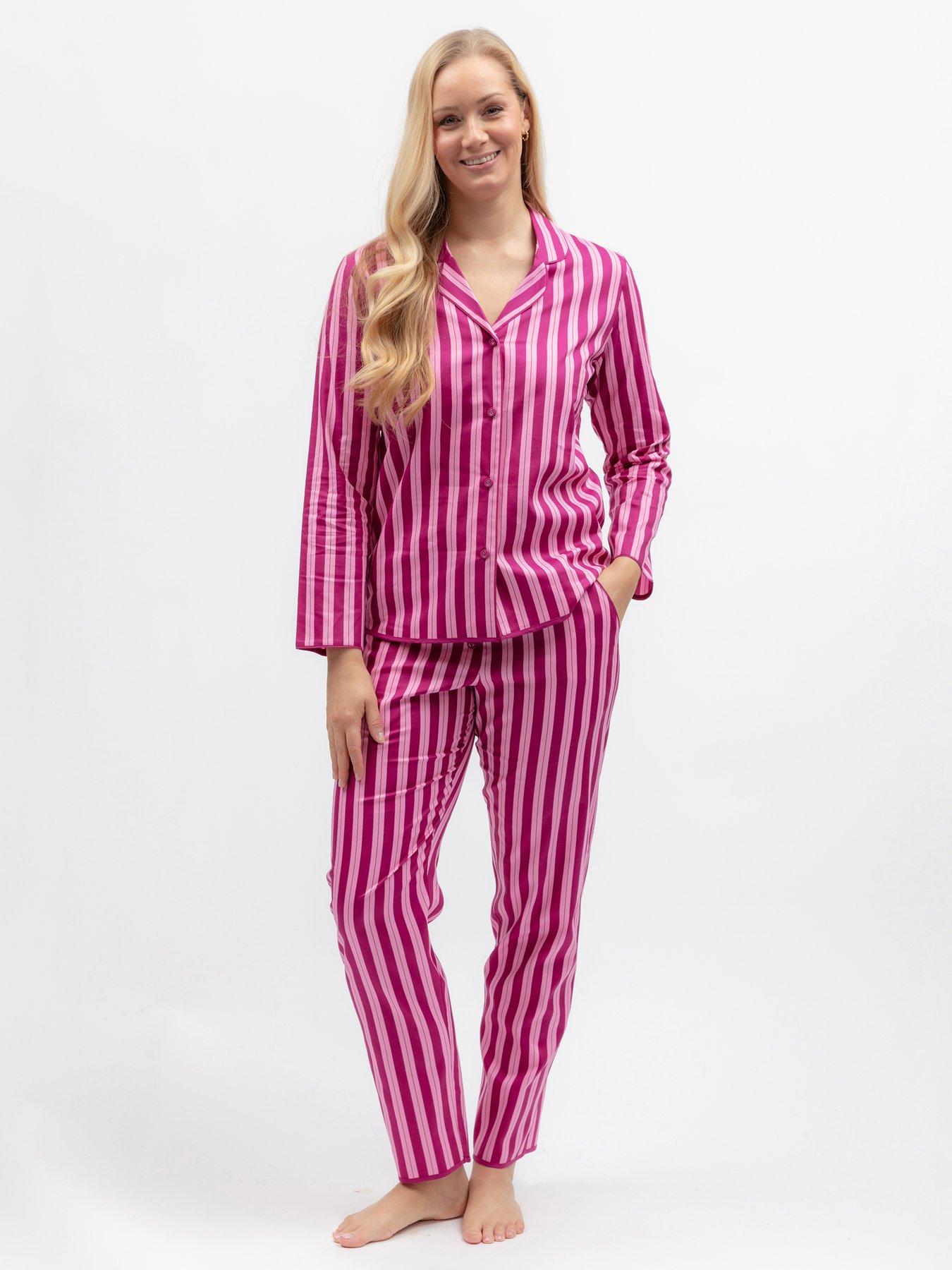 Image 6 of 6 of Cyberjammies Belle Magenta Printed Stripe L/Slv Pyjama Top &amp; Bottoms Set