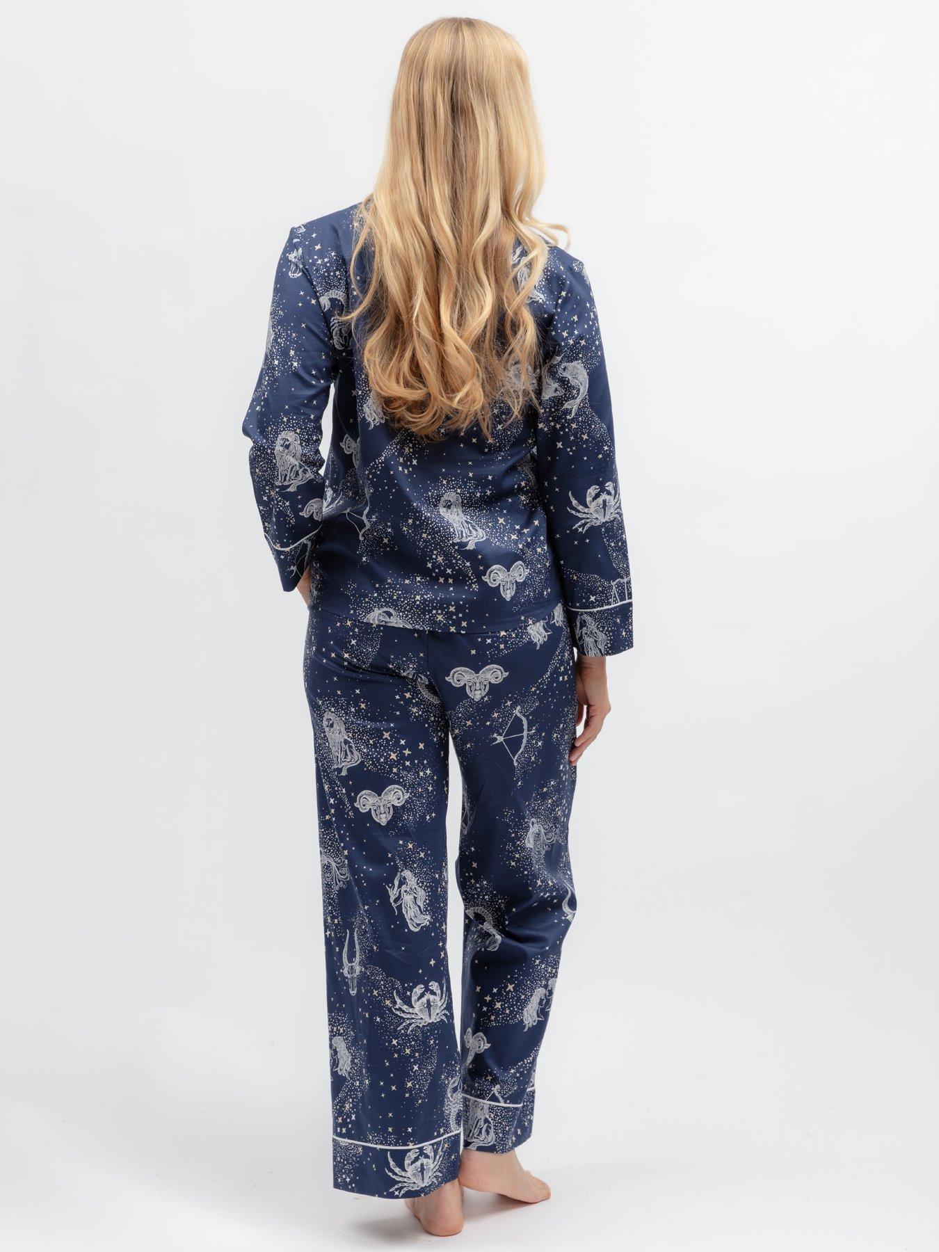 Image 2 of 6 of Cyberjammies Celestial Nights Navy Zodiac Print L/Slv Pyjama Top &amp; Bottoms Set