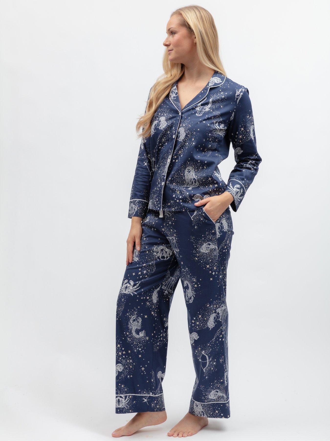 Image 3 of 6 of Cyberjammies Celestial Nights Navy Zodiac Print L/Slv Pyjama Top &amp; Bottoms Set
