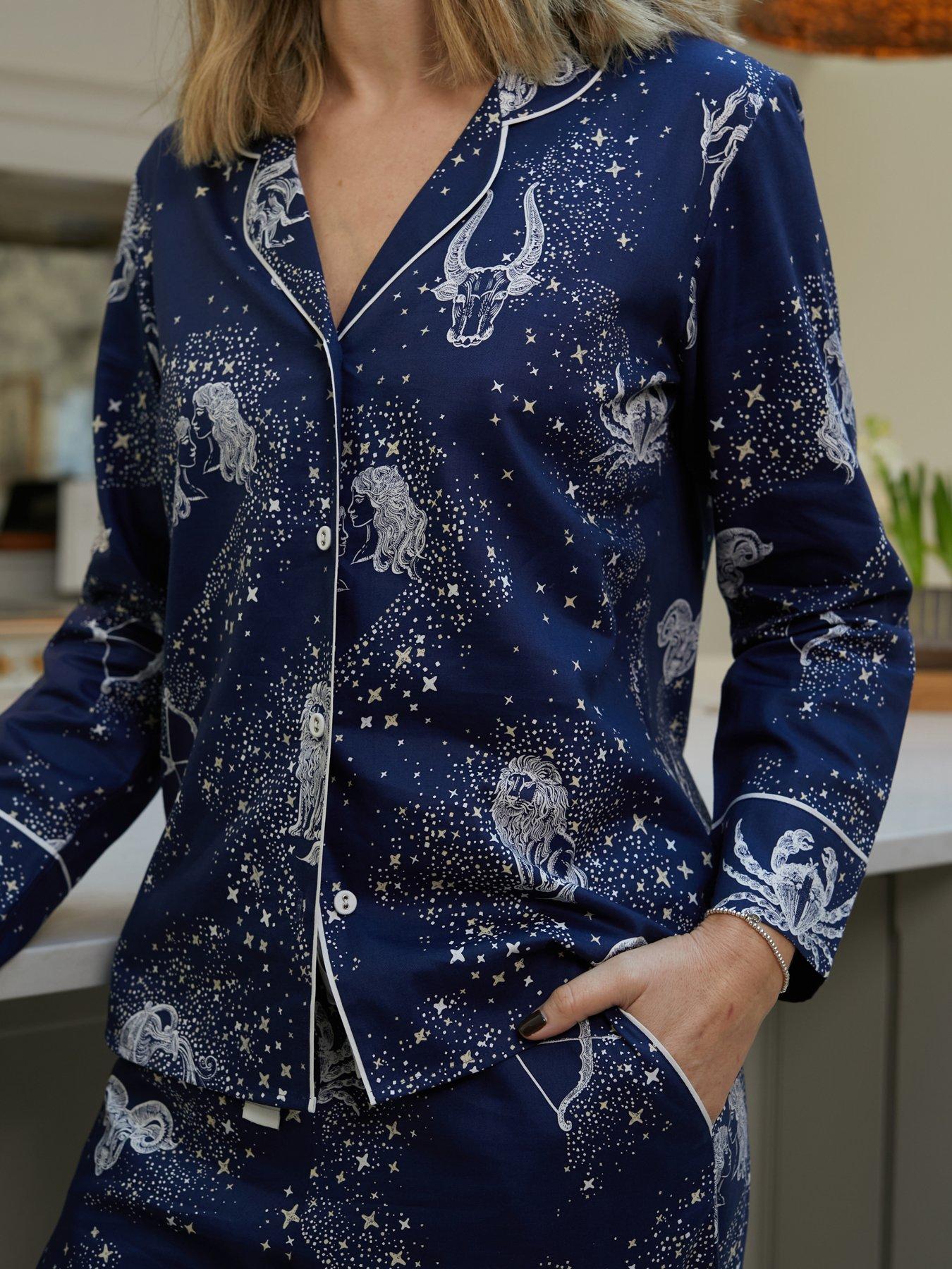 Image 4 of 6 of Cyberjammies Celestial Nights Navy Zodiac Print L/Slv Pyjama Top &amp; Bottoms Set