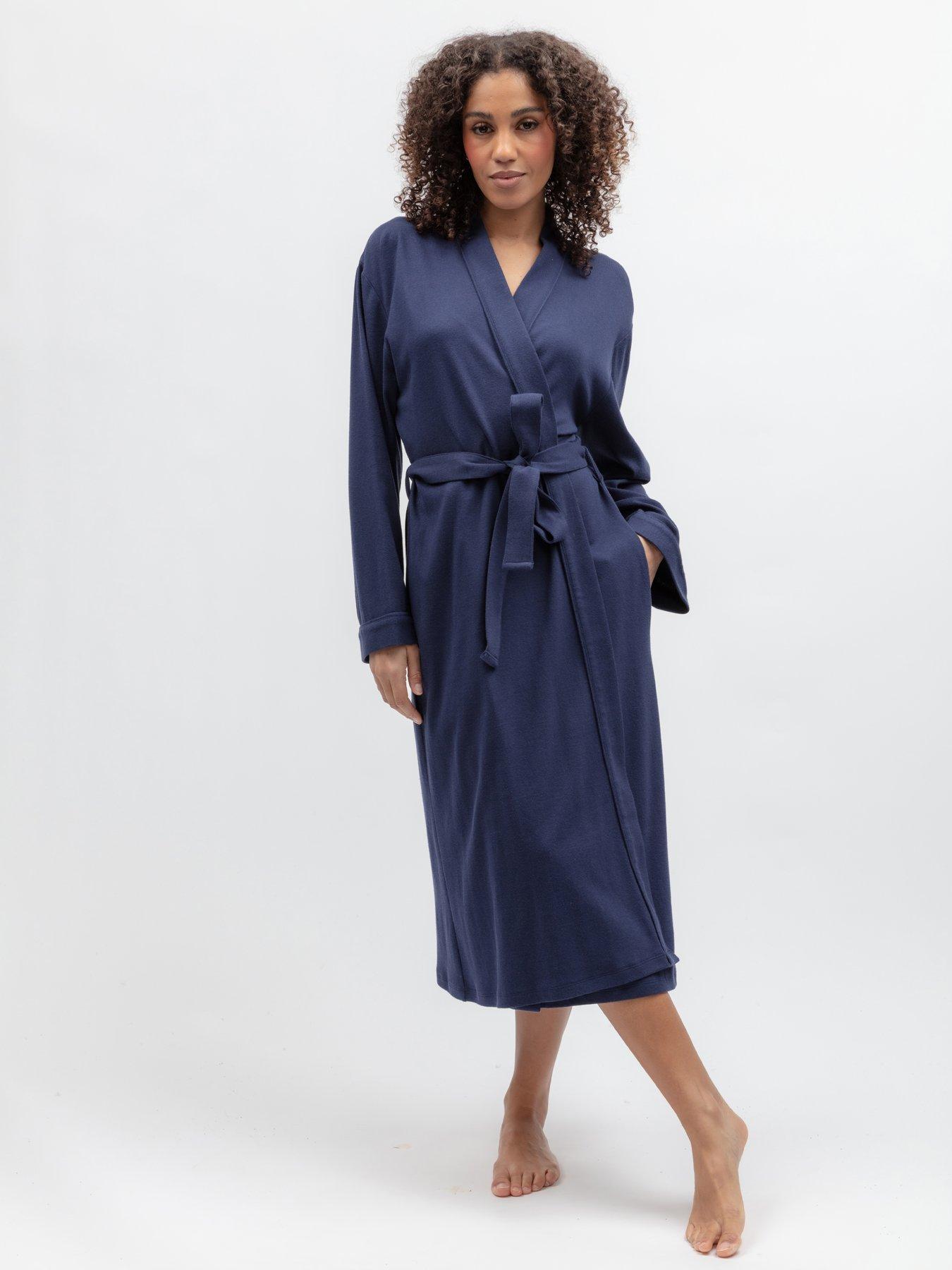 Image 1 of 5 of Cyberjammies Celestial Night Navy 2X2 Ribbed Jersey Long Sleeve&nbsp;Long Dressing Gown - Dark Blue