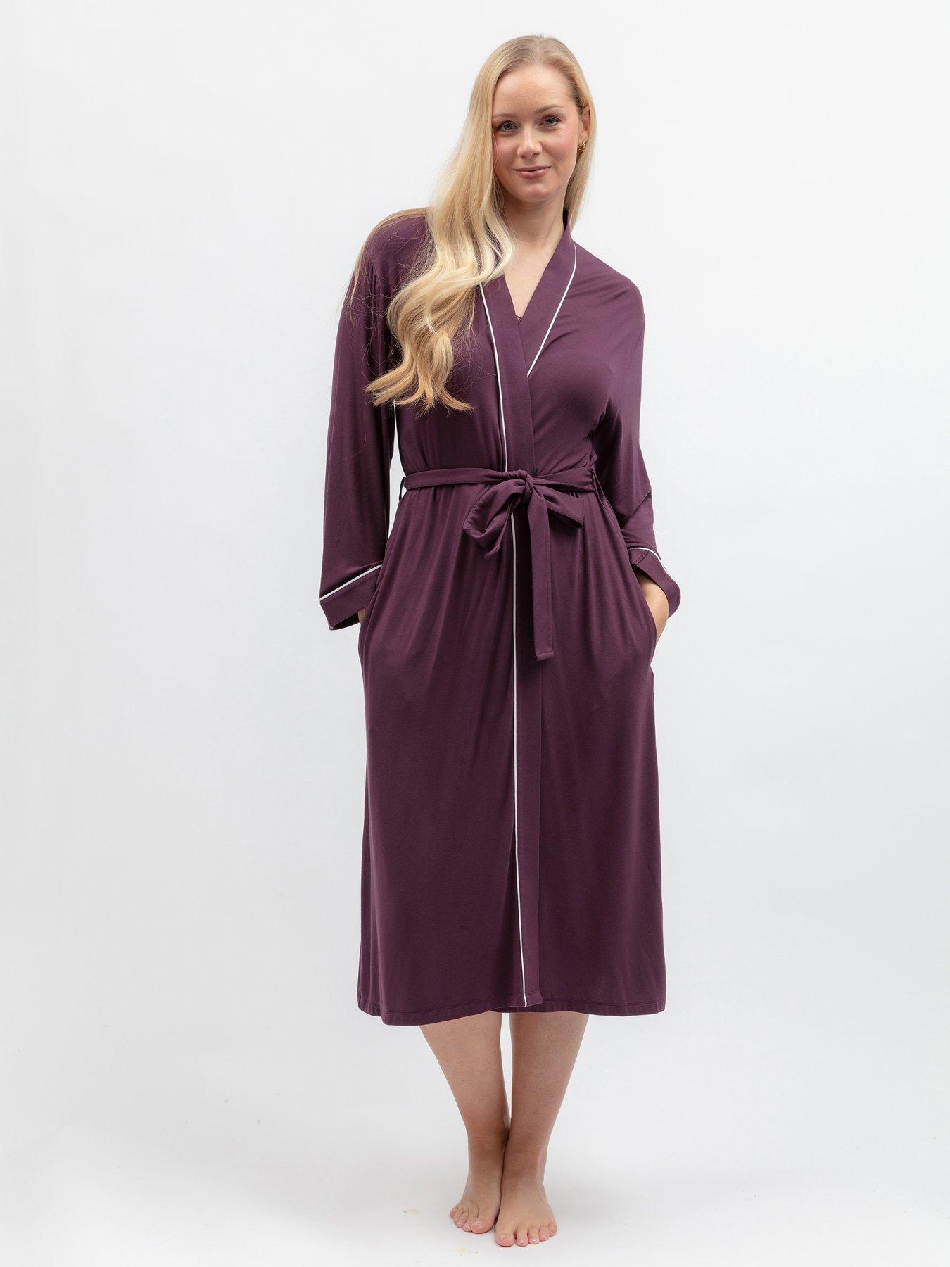 Image 6 of 6 of Cyberjammies Wild Slumber Plum Jersey Longsleeve Long Dressing Gown