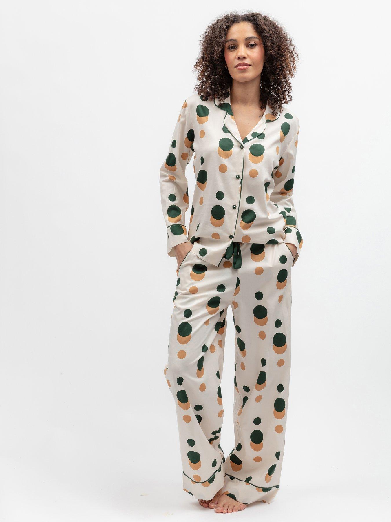 Image 1 of 6 of Cyberjammies Ember Cream Spot Print Longsleeve Pyjama Set