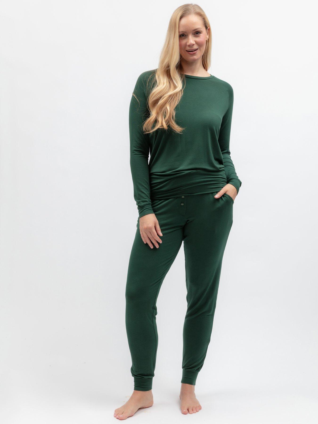 Cyberjammies Ember Dark Green Slouch Longsleeve Jersey Top  &  Pyjama Set
