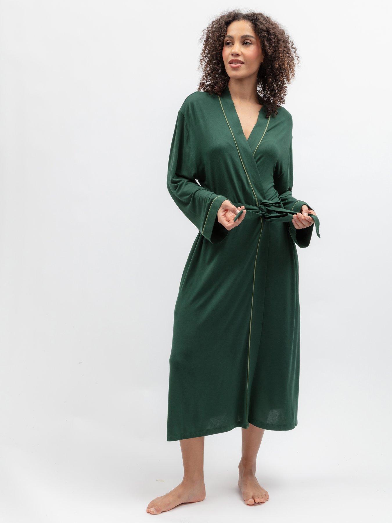Cyberjammies Ember Dark Green Jersey Longsleeve Long Dressing Gown