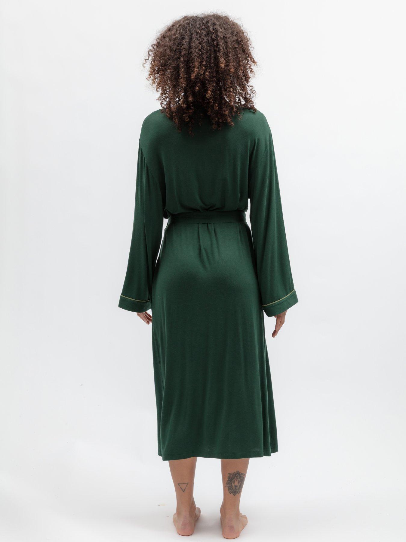 Image 2 of 5 of Cyberjammies Ember Dark Green Jersey Longsleeve Long Dressing Gown