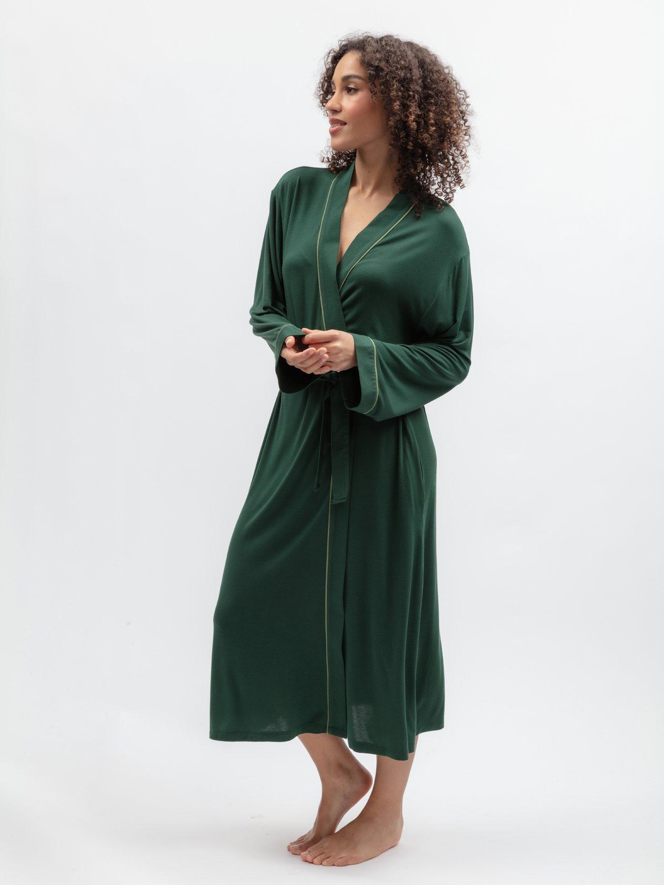 Image 3 of 5 of Cyberjammies Ember Dark Green Jersey Longsleeve Long Dressing Gown