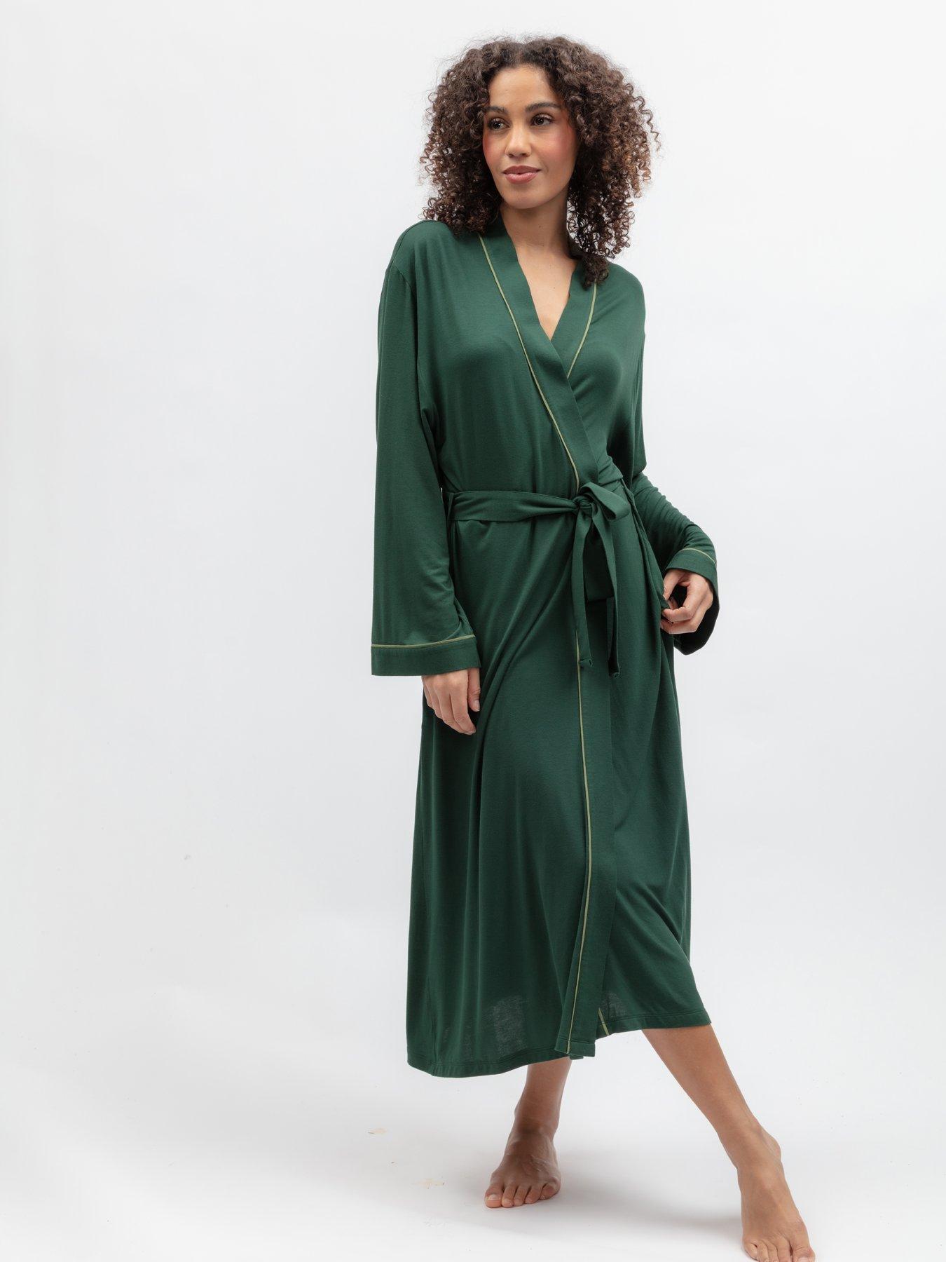 Image 4 of 5 of Cyberjammies Ember Dark Green Jersey Longsleeve Long Dressing Gown