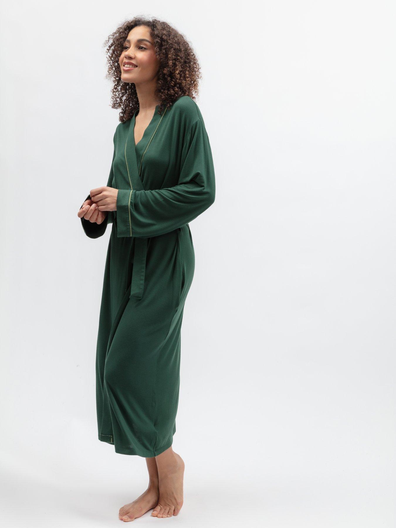 Image 5 of 5 of Cyberjammies Ember Dark Green Jersey Longsleeve Long Dressing Gown