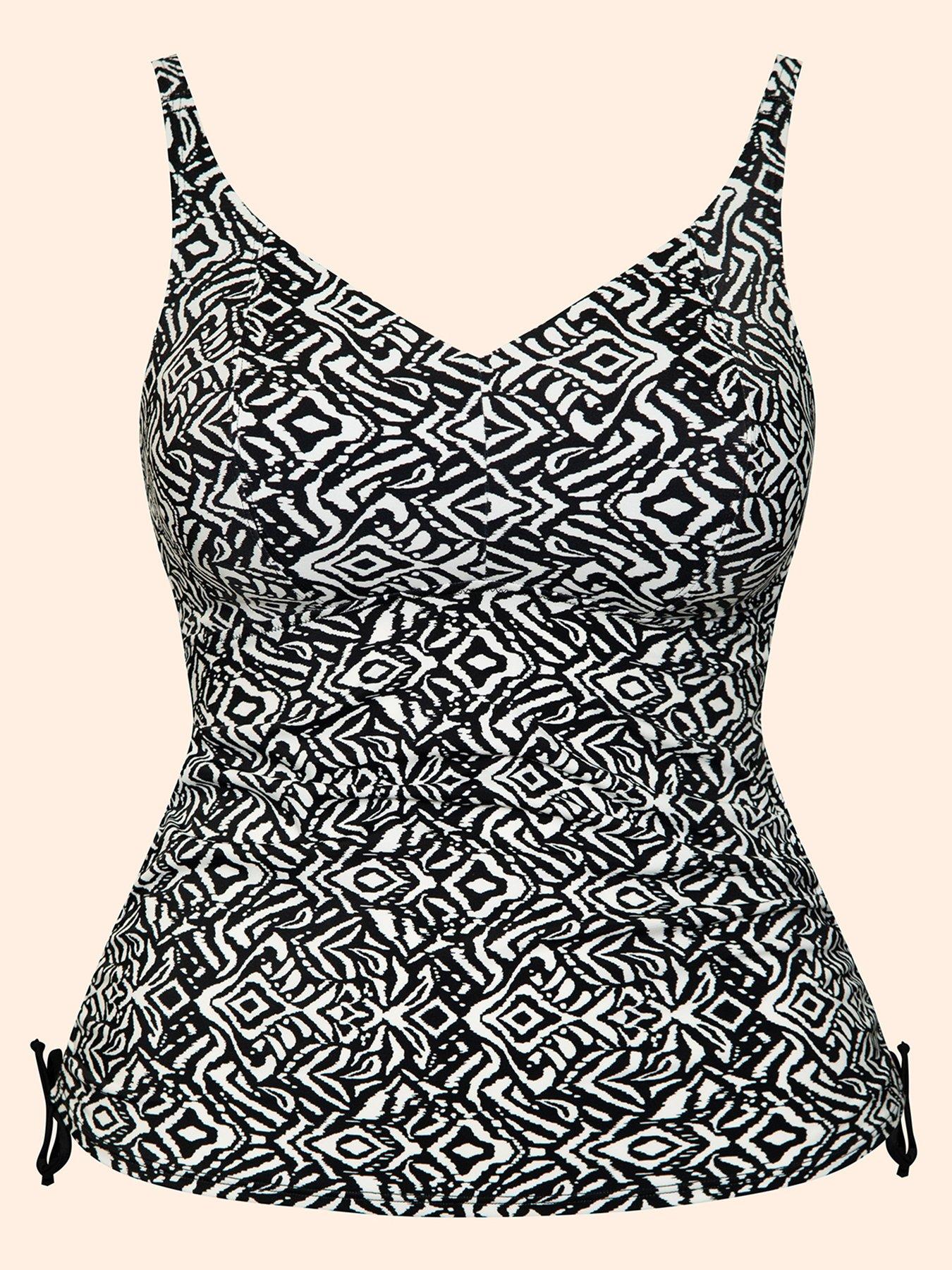 Image 6 of 6 of Curvy Kate Wild Horizon Non-wired Multiway Tankini Top (second Sizes) - Black Print
