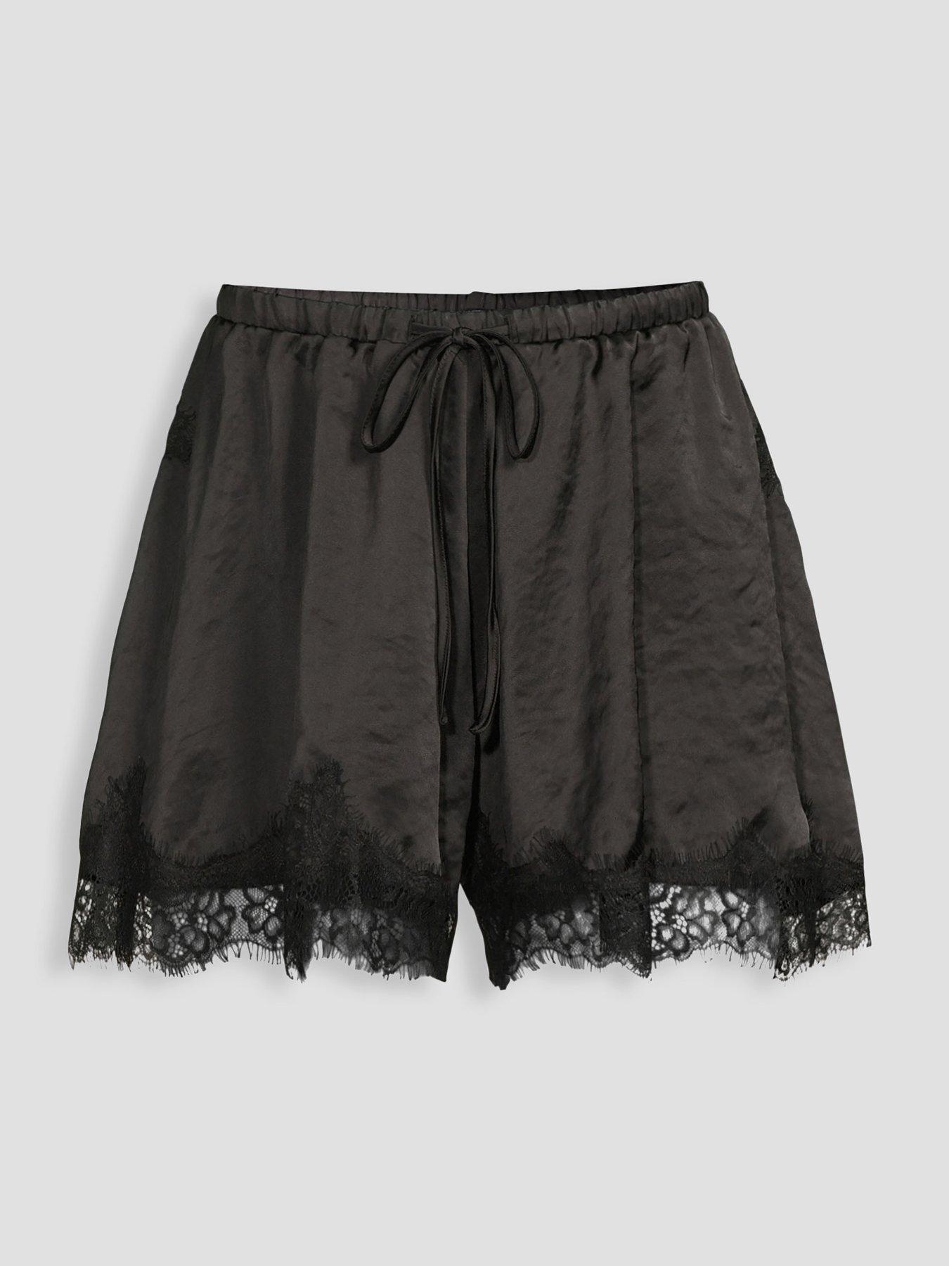 Image 7 of 7 of The Very Collection Lace Trim Shorts - Black