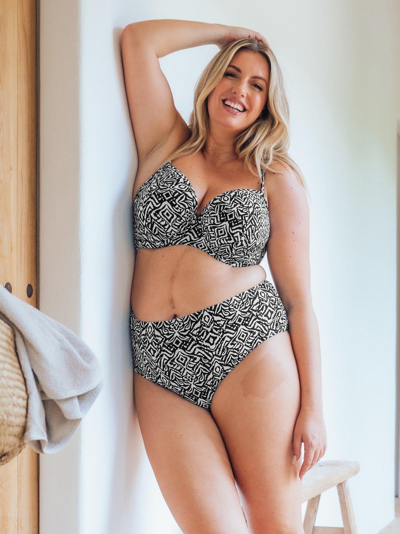 Curvy Kate Wild Horizon Padded Balcony Bikini Top (second Sizes) Black Print, Multi, Size 36Hh, Women
