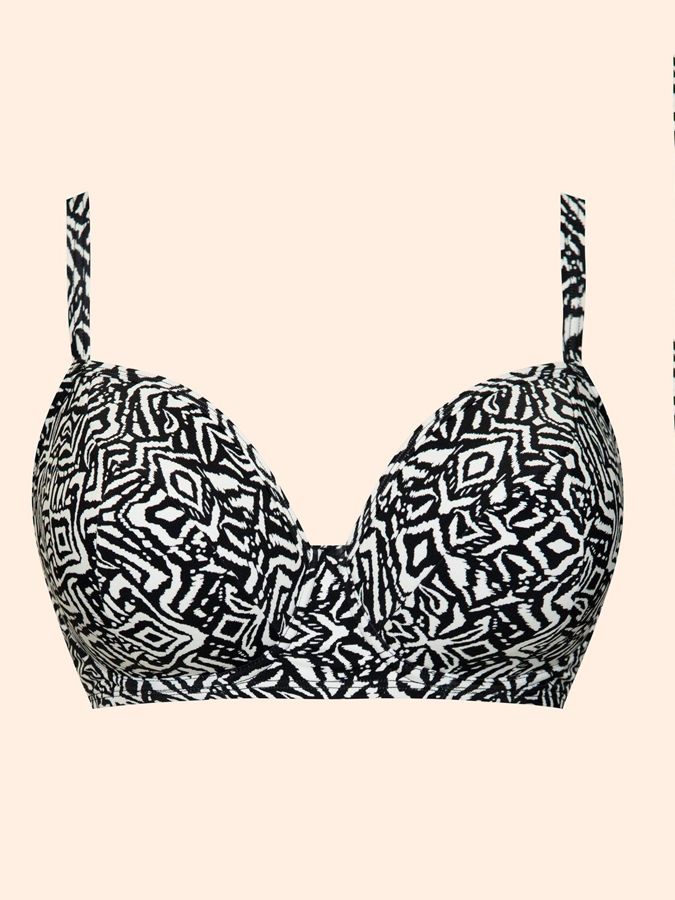 Image 6 of 6 of Curvy Kate Wild Horizon Padded Balcony Bikini Top (second Sizes) Black Print