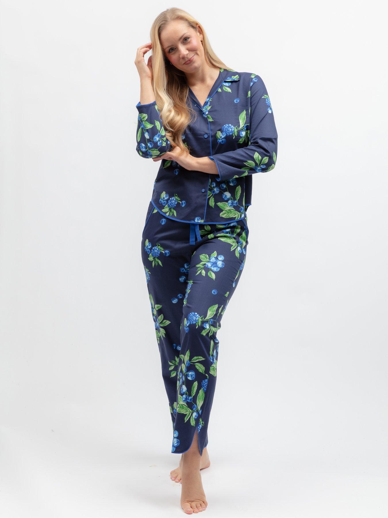 Image 4 of 6 of Cyberjammies Midnight Berry&nbsp;Fruit Print Long Sleeve Pyjama Top &amp; Bottoms Set - Navy