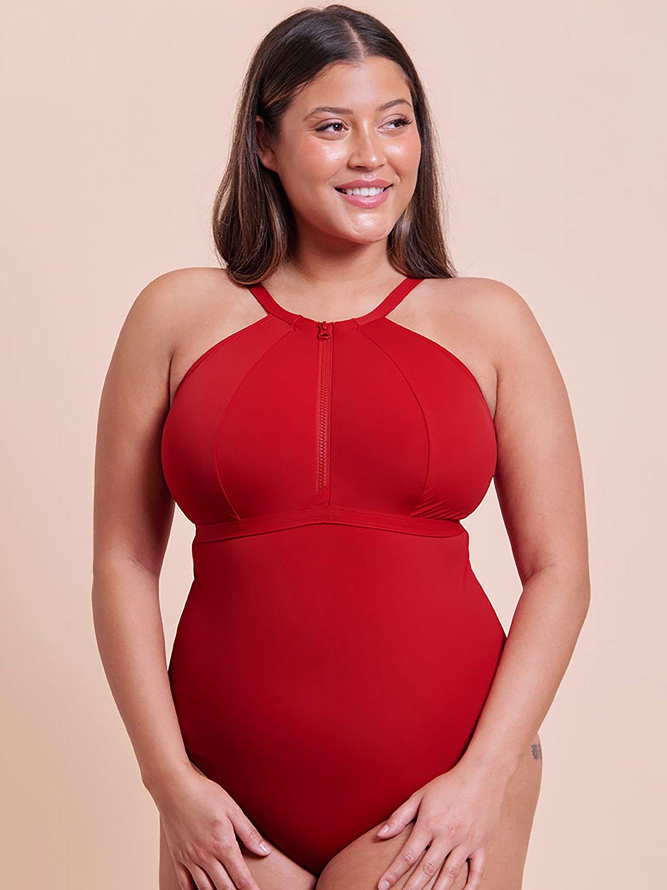 Image 3 of 5 of Curvy Kate Zip Tide Non-Wired Multiway Swimsuit - Red