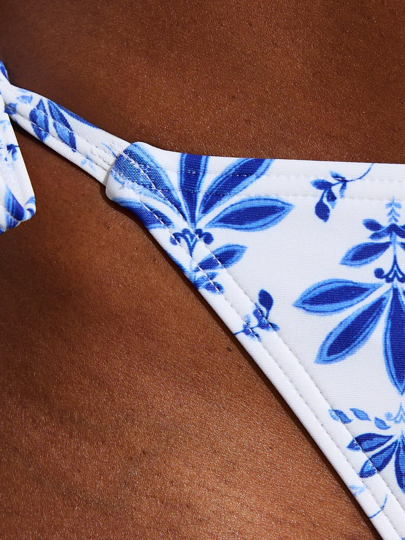 Image 5 of 6 of New Look Blue Floral Print Tie Side Co-ord Bikini Briefs