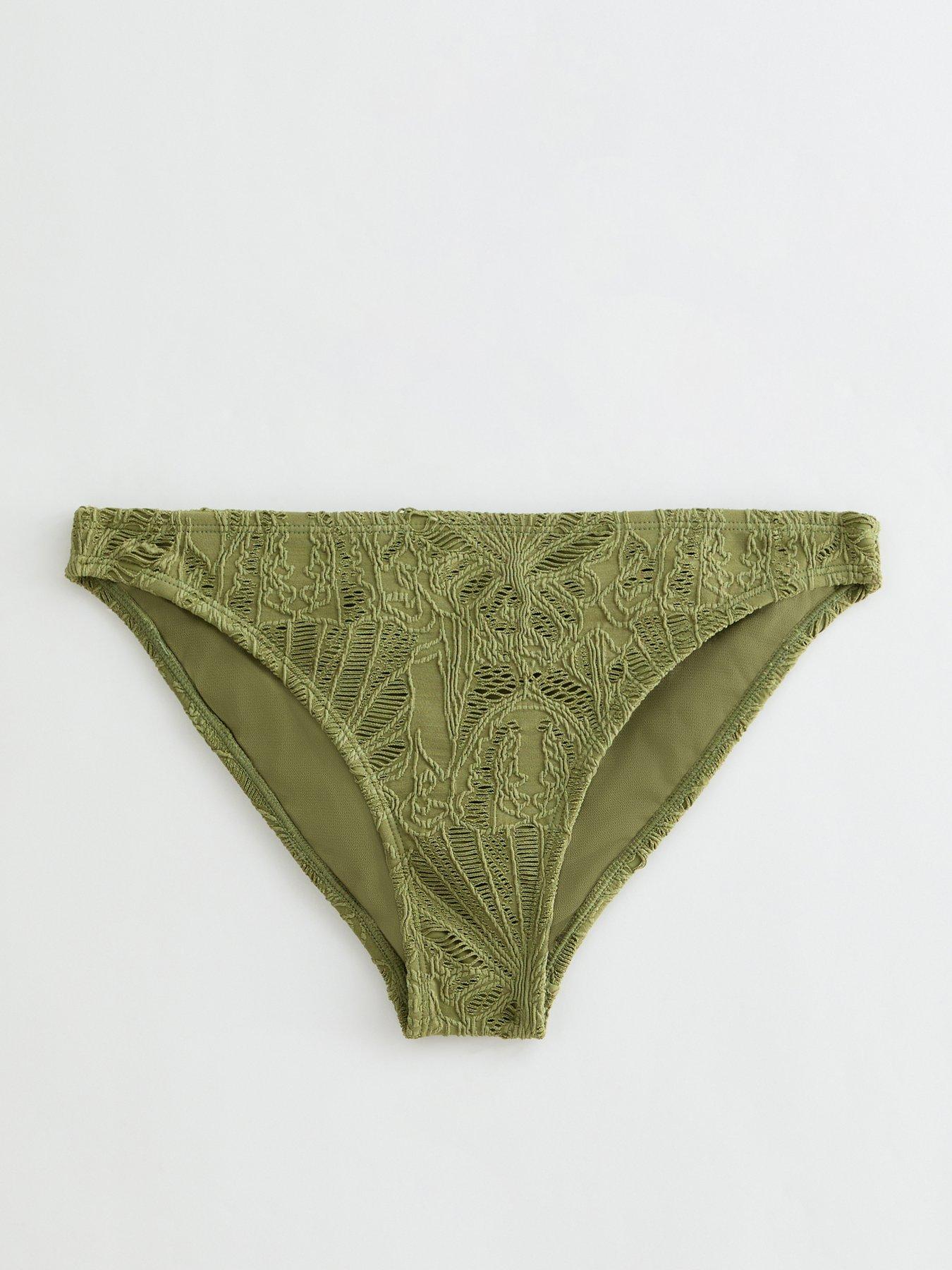 Image 5 of 5 of New Look Light Green Floral Crochet Hipster Co-ord Bikini Bottoms