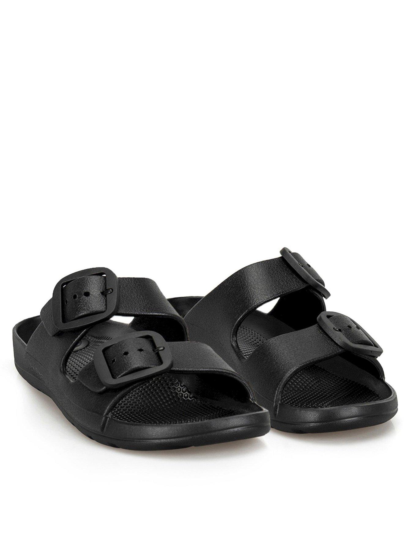 Totes Solbounce Ladies Double Buckle Adjustable Slide - Black