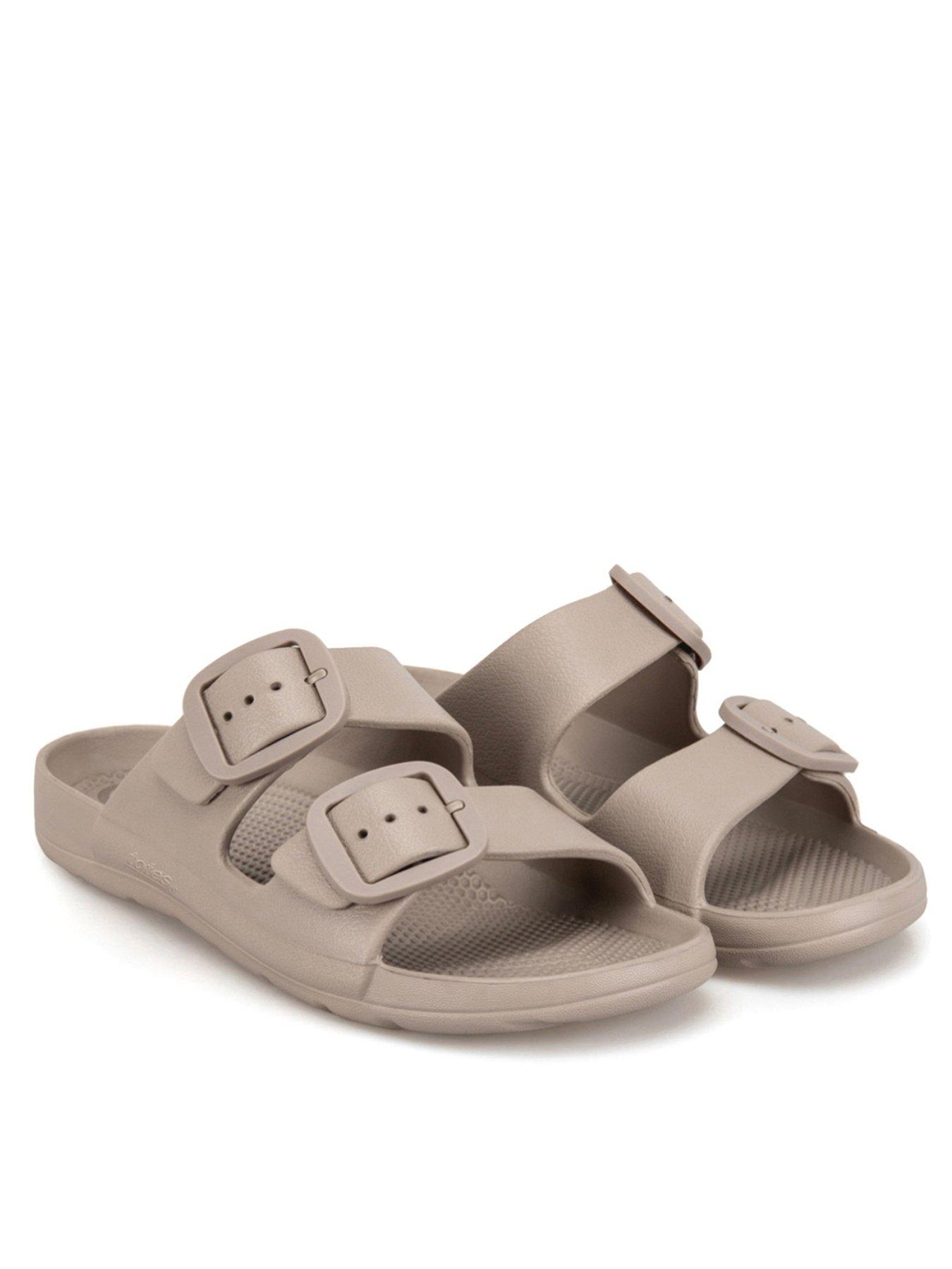 TOTES Solbounce Ladies Double Buckle Adjustable Slide, Brown, Size 4, Women