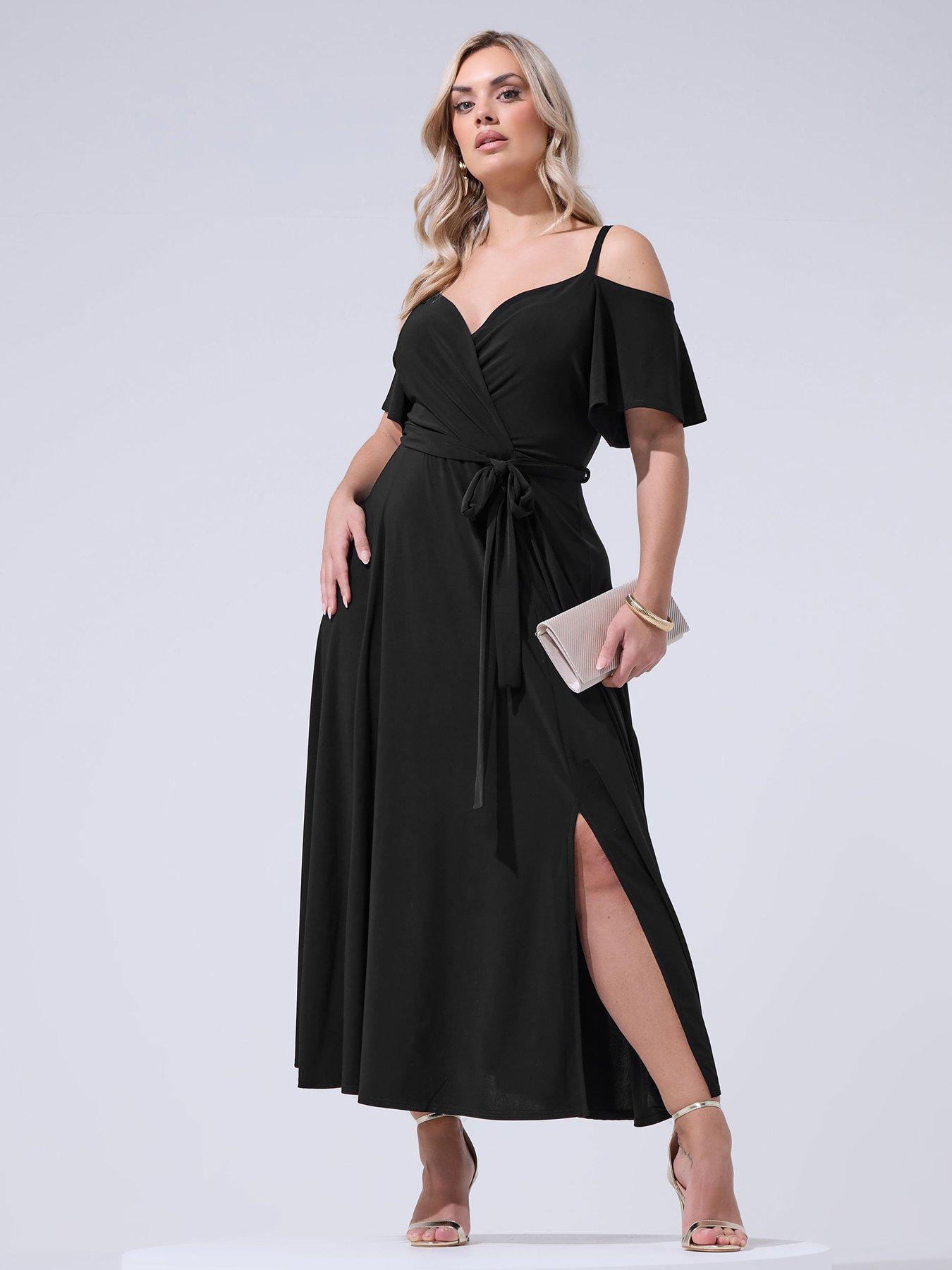 Yours Curve Cold Shoulder Maxi Dress - Black